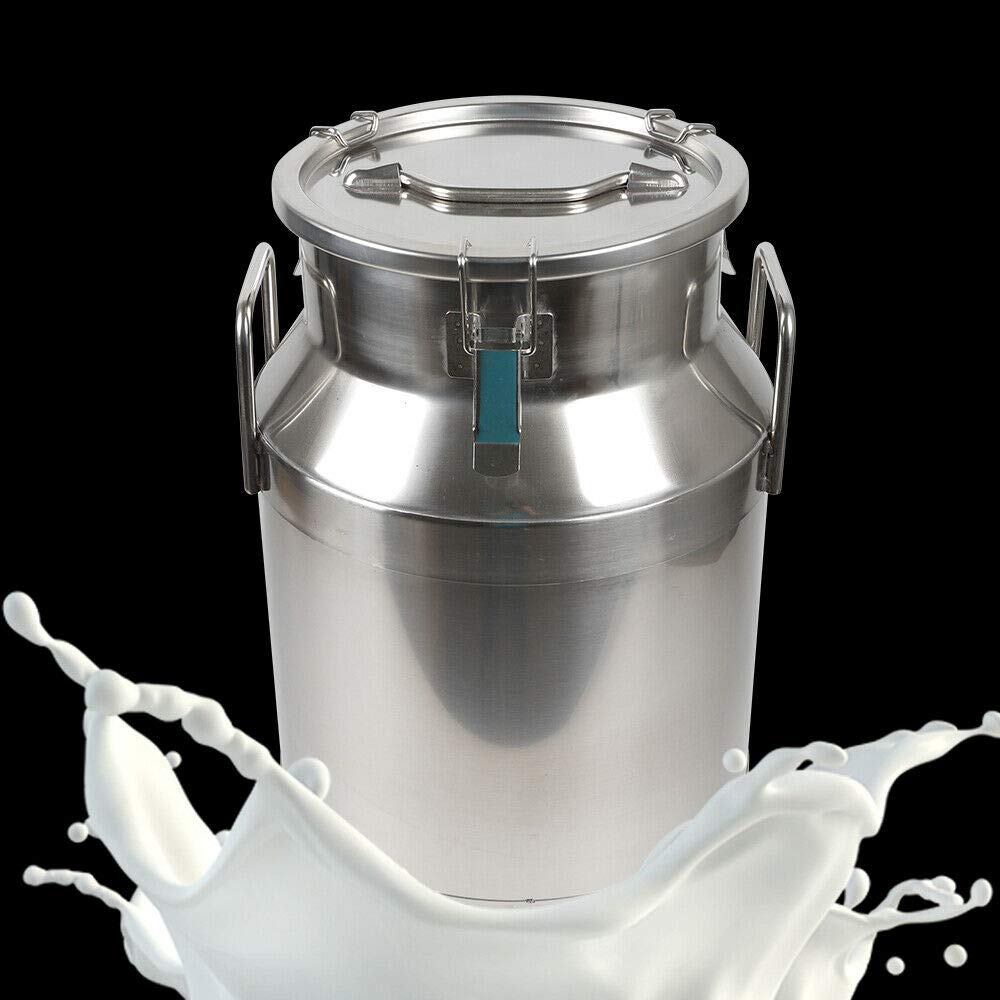 Fetcoi 30L/7.92 Gallon Stainless Steel Milk Can with Silicone Seal - Food Grade Storage Container for Milk, Wine, Oil & Liquids - Perfect for Home Brewing, Dairy Farms & Commercial Kitchen Use