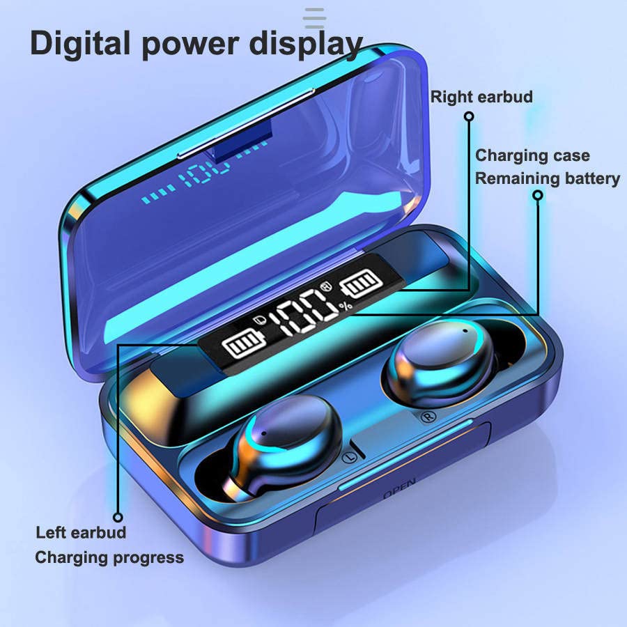 F9-5C Wireless Earbuds with 9D HiFi Stereo Sound, IPX7 Waterproof, LED Display & Bluetooth 5.0 - Perfect for Gaming, Workouts, and Commuting