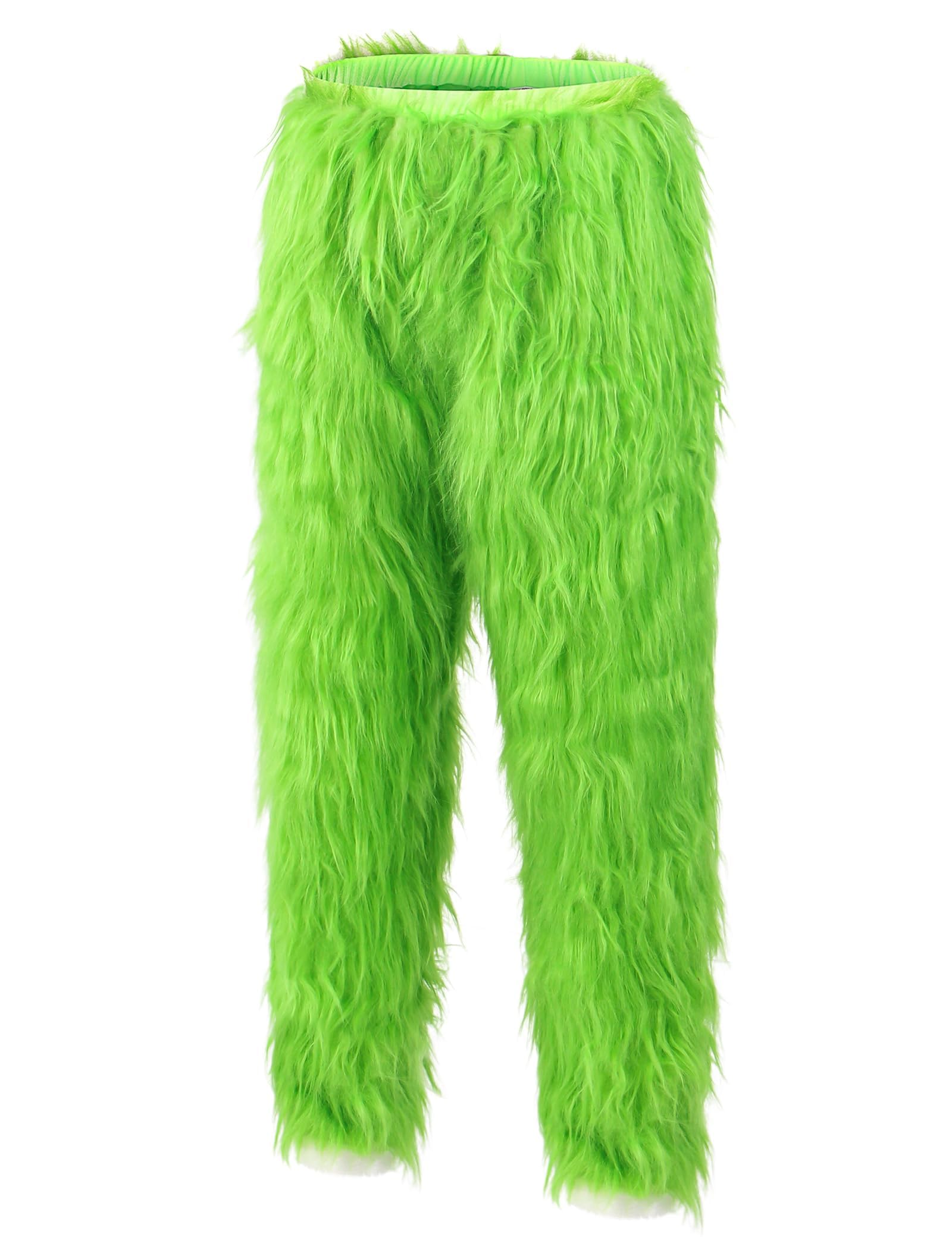Premium 7-Piece Green Furry Monster Santa Costume Set for Men - Deluxe Adult Christmas Outfit with Mask (Size 3XL) - Perfect for Holiday Parties, Cosplay & Festive Celebrations