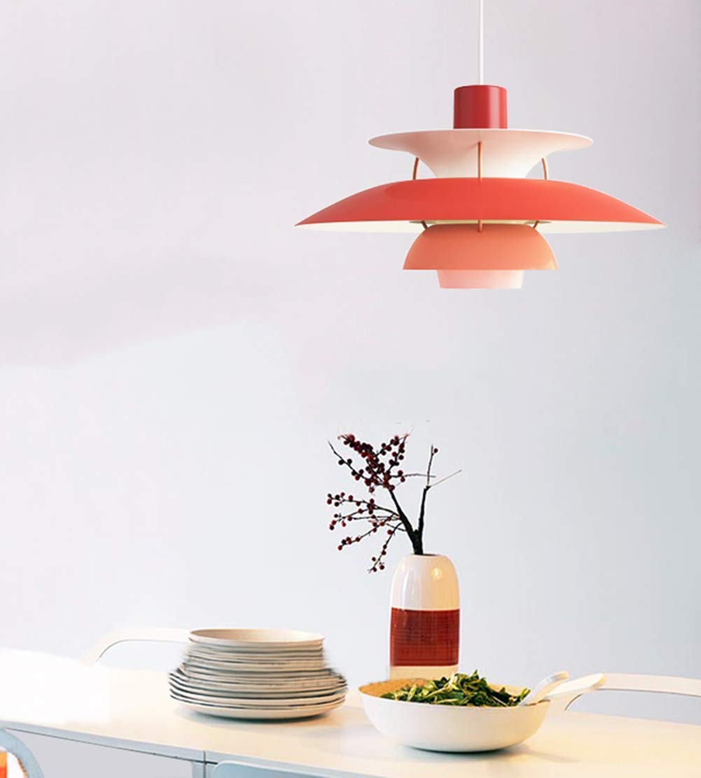 GMLSD Industrial Retro Chandelier - Red L Model E27 Pendant Light with 1 Flame Bulb, Vintage Metal Iron Lamp for Dining Room, Living Room & Bedroom Lighting