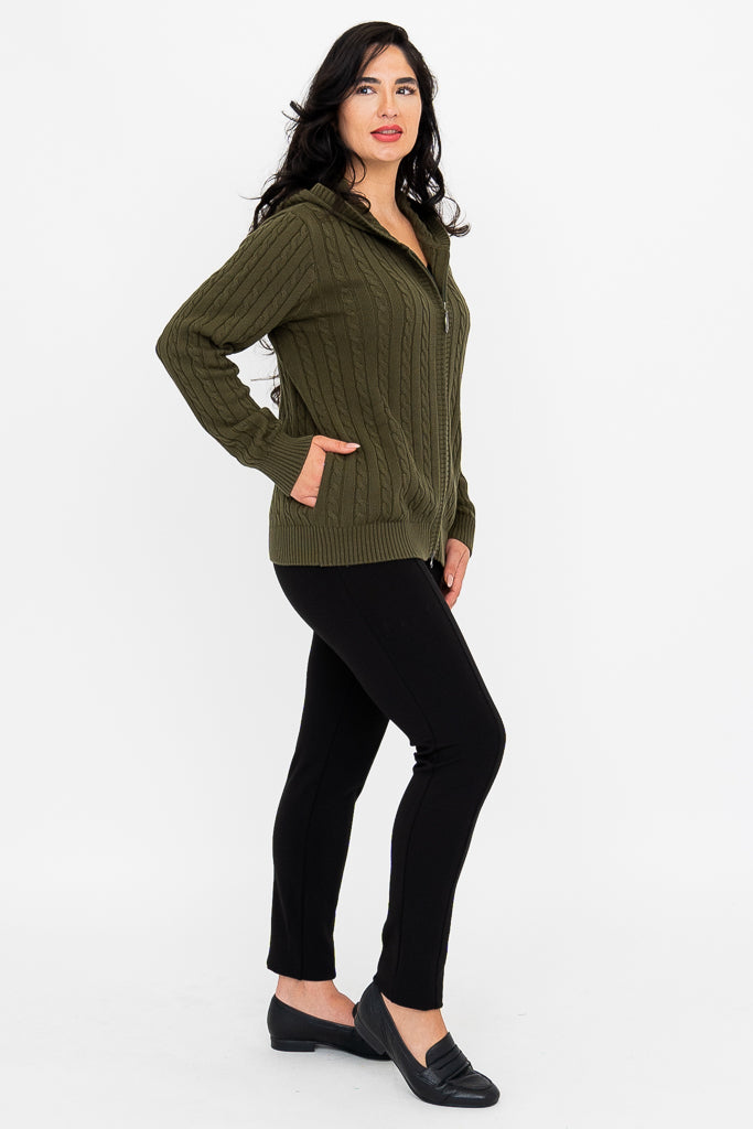Elsie Sweater - Soft Cotton Knit Pullover in Olive Green | Women's Casual Wear for Fall & Winter | Perfect for Office, Dates & Cozy Evenings
