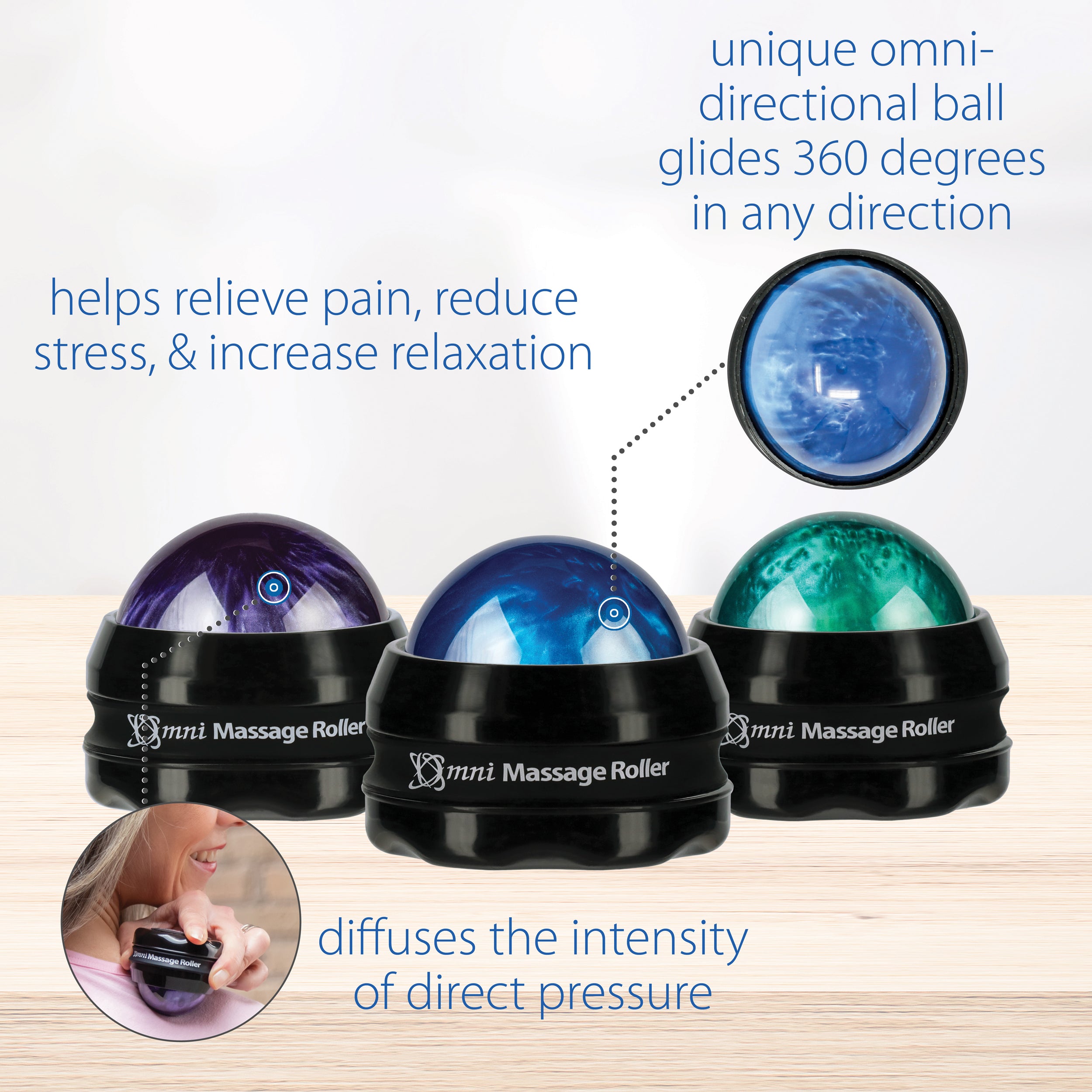 Omni Massage Roller - Deep Tissue Muscle Pain Relief & Recovery Tool for Athletes - Portable Foam Roller for Back, Legs & Shoulders - Perfect for Post-Workout, Yoga & Physical Therapy Sessions