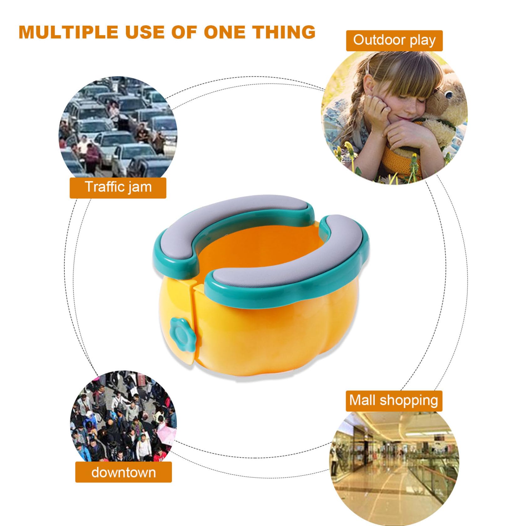 Foldable Travel Potty Seat for Toddlers - Portable Potty with 20 Disposable Baggies - Emergency Toilet for Long Car Rides, Beach & Outdoor Adventures - Yellow (Great for Road Trips, Camping & Travel)