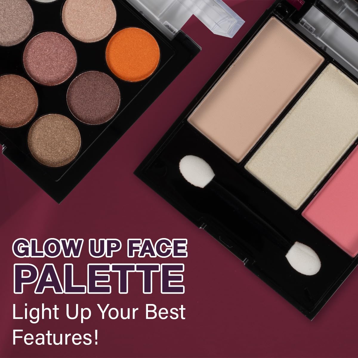 Hilary Rhoda Glow Up Face Palette - Blush, Highlighter, Powder & Eyeshadows | Highly Pigmented Makeup Palette | 4 Shades Available | 20.6g (Shade 01) | Perfect for Contouring, Highlighting & Everyday Glam Makeup Looks