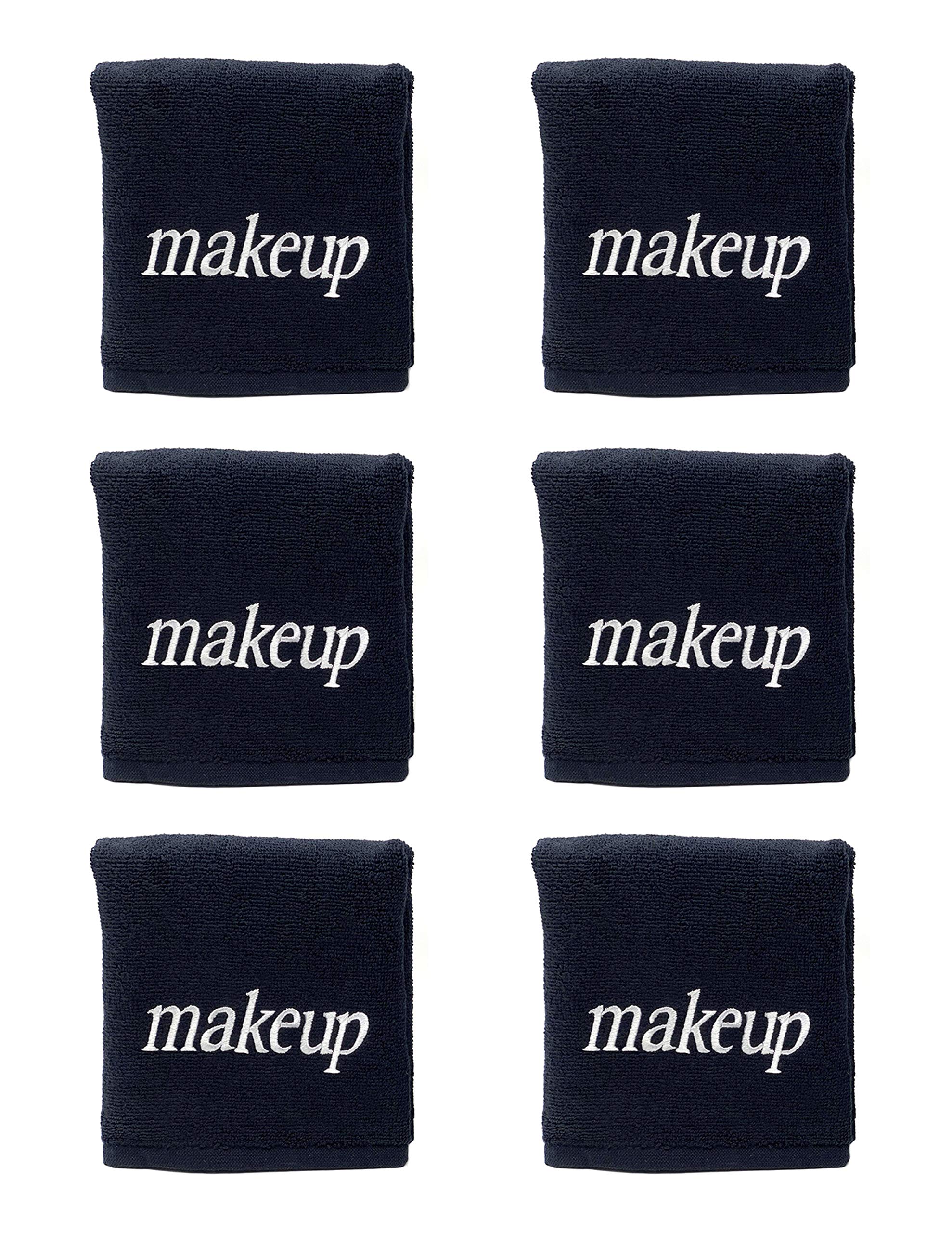 Soft Touch Black Makeup Towels for Face 6 Pack - Gentle Turkish Cotton Makeup Remover Cloths, Reusable & Quick Dry Washcloths for Cleansing (13