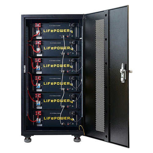 EG4 6-Slot Enclosed Battery Rack with Wheels - Heavy Duty Lithium Battery Storage for Solar Power Systems, Home Energy Storage, and Off-Grid Applications
