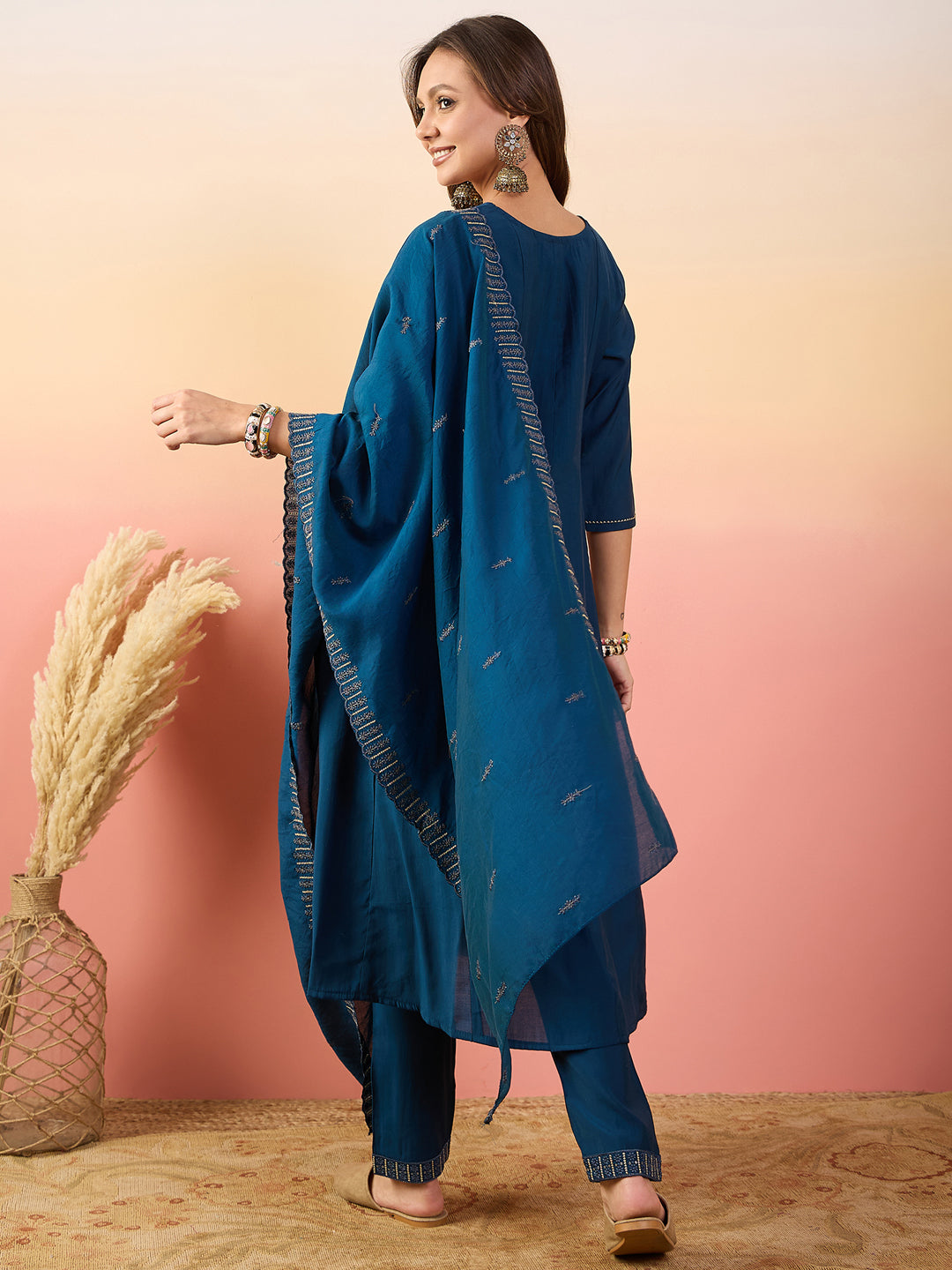 Elegant Blue Embroidered Pant Suit for Women | Designer Ready-to-Wear Formal Outfit | Perfect for Weddings, Parties & Office Wear