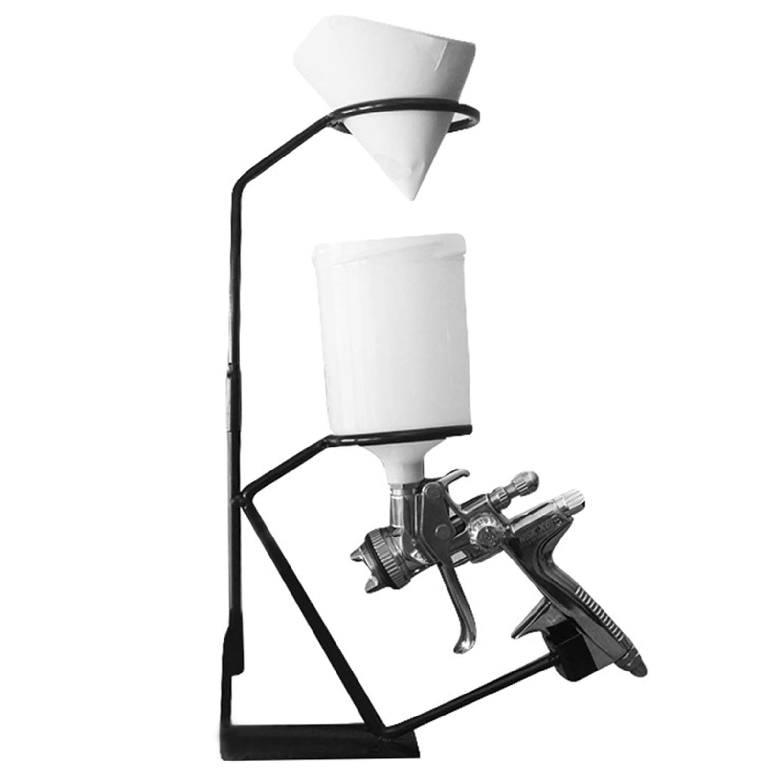 Gravity Feed Paint Spray Gun Holder Stand - Wall or Bench Mount with Strainer Holder | Portable & Durable Spray Gun Organizer for Automotive, Woodworking & DIY Painting Projects