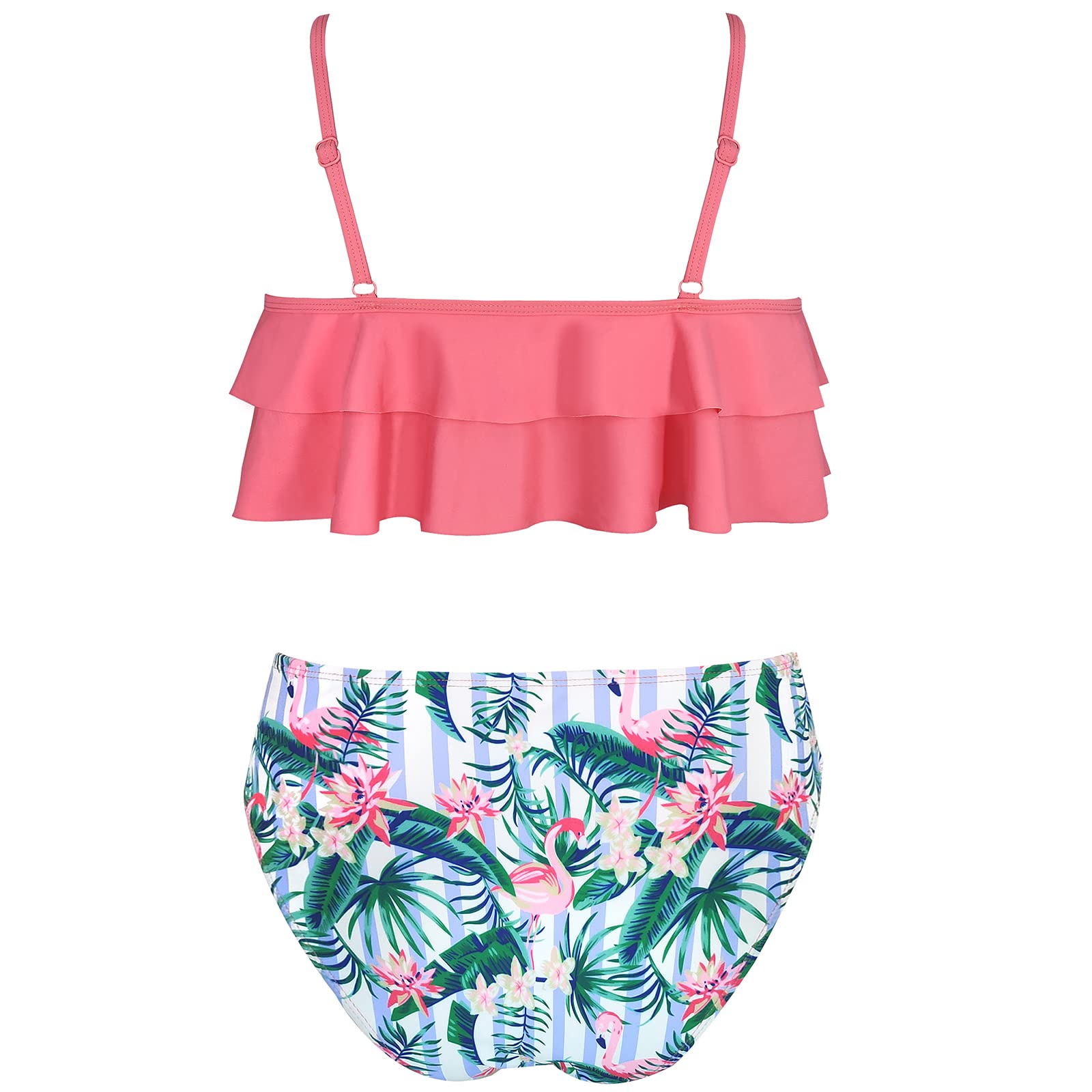 SHEKINI Girls Floral Print Ruffled Two-Piece Swimsuit | Cute Bikini Set for Beach, Pool & Summer Vacation | Toddler & Kids Swimwear