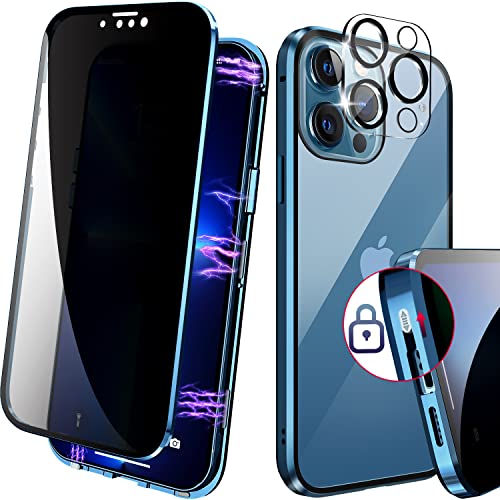 Magnetic Privacy Case for iPhone 14 Pro - Anti-Spy Tempered Glass Screen Protector with Secure Black Cover - Perfect for Office, Travel & Public Use