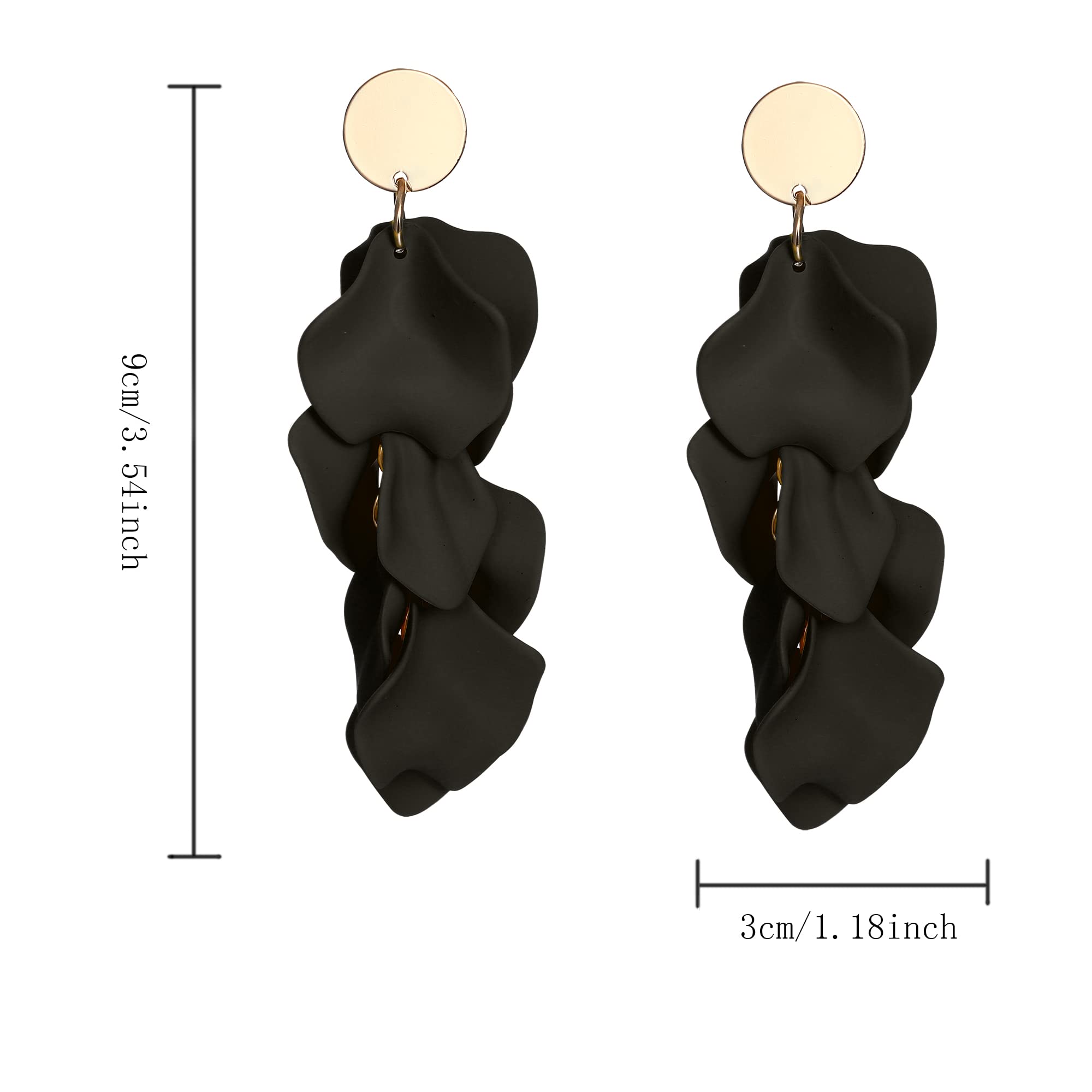 THUNARAZ Acrylic Clip-On Earrings for Women - Long Rose Petal Dangle Earrings, Exaggerated Flower Drop Earrings, Statement Floral Tassel Earrings for Parties, Weddings & Special Occasions
