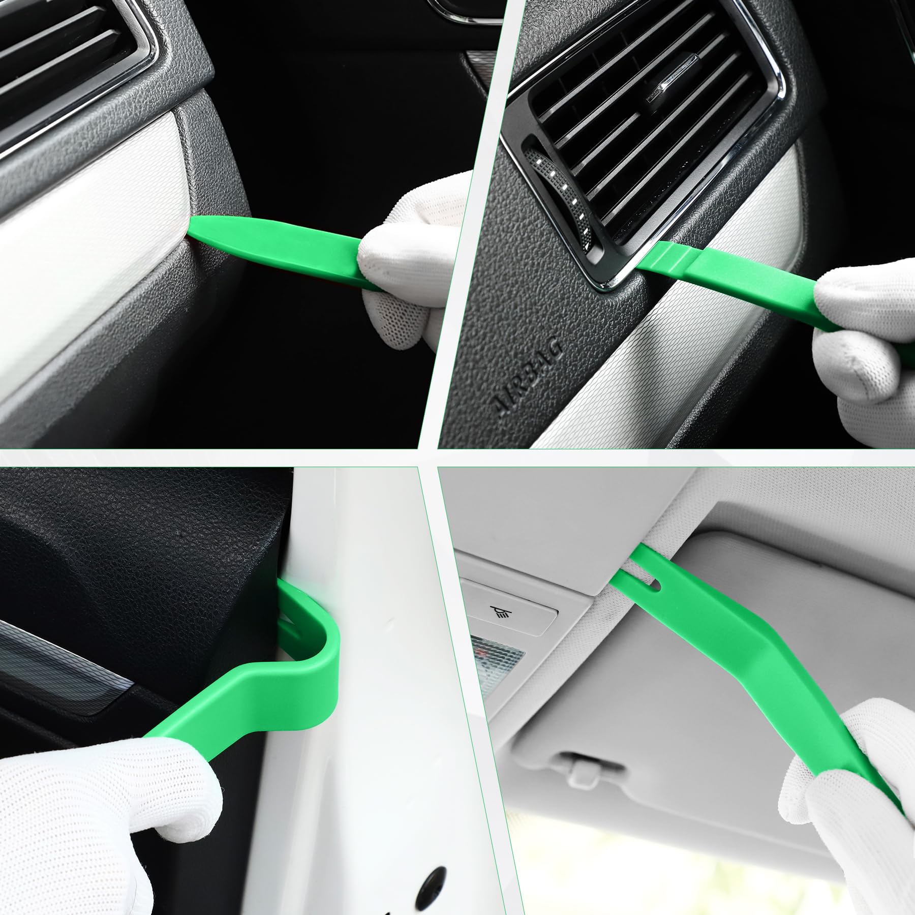 LivTee 5-Piece Auto Trim Removal Tool Kit - No Scratch Plastic Pry Tools for Car Interior Door Panel, Dash & Radio Installation | Safe Clip Fastener Remover Set (Green) | Perfect for DIY Car Repairs & Audio System Upgrades