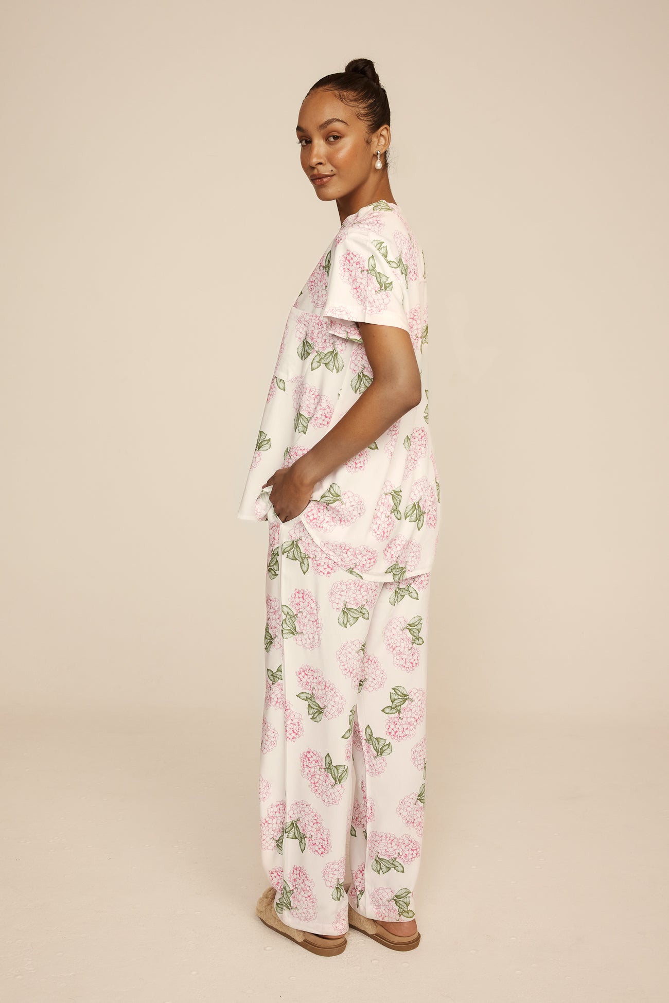 Maggie Women's Floral Pajama Set - Soft Long Pants Sleepwear in Hydrangea Pink - Perfect for Relaxing at Home & Gift Giving