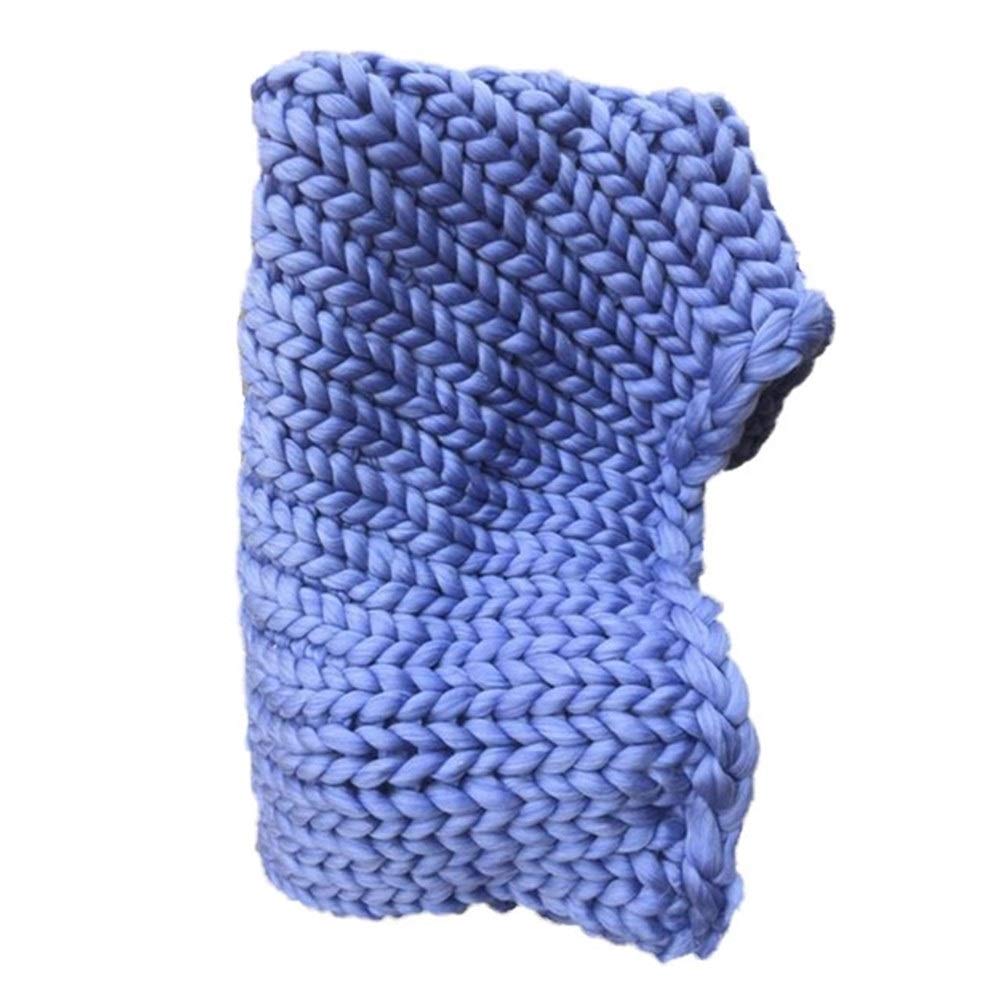 Cozy Chunky Merino Wool Knit Blanket - 100% Natural Thick Hand-Knitted Throw for Sofa, Bed & Home Decor - Warm Winter Blanket in Denim Blue (100x120cm) - Perfect for Living Room, Nursery & Gift Giving