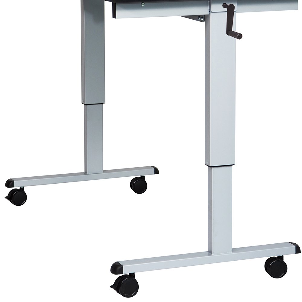 LUXOR Adjustable Height Standing Desk - Silver & Black Ergonomic Workstation for Home & Office - Perfect for Remote Work, Gaming, and Study