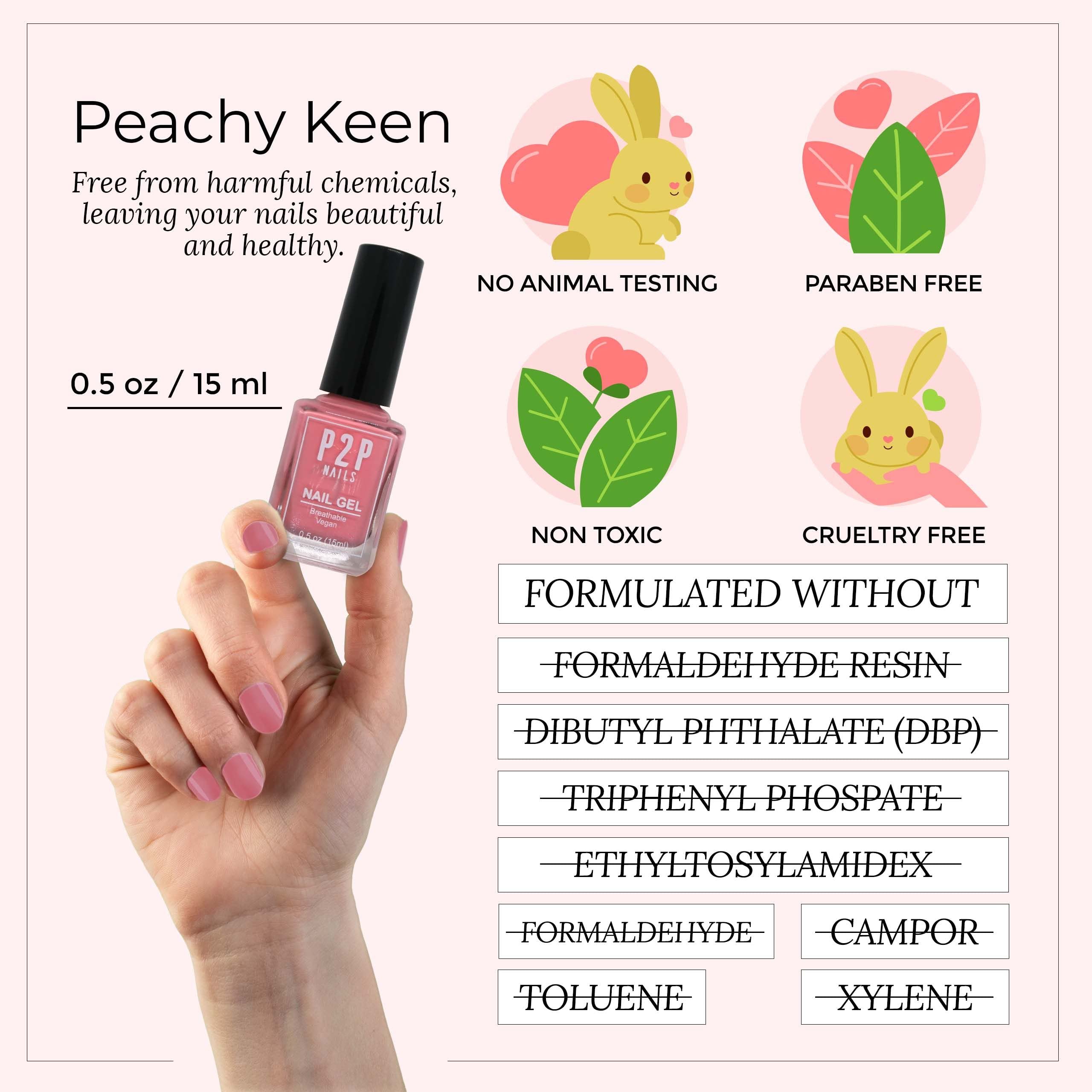 Vegan Pink Nail Gel Polish - Quick Dry Long Lasting Nail Art Gel with Smooth Texture - Non-Toxic Cruelty Free Nail Polish Kit for Manicures & Pedicures - Perfect for Salon, Home DIY & Special Occasions (Peachy Keen)
