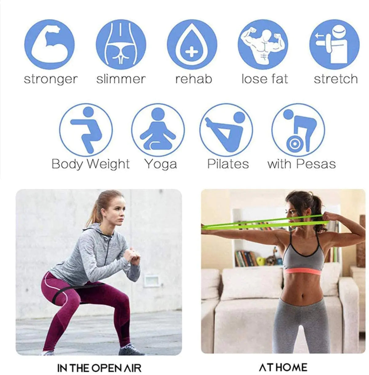 Premium Resistance Exercise Bands Set of 5 - Latex Workout Bands for Strength Training, Physical Therapy, Yoga & Home Fitness - Light to Heavy Tension (5 Levels)