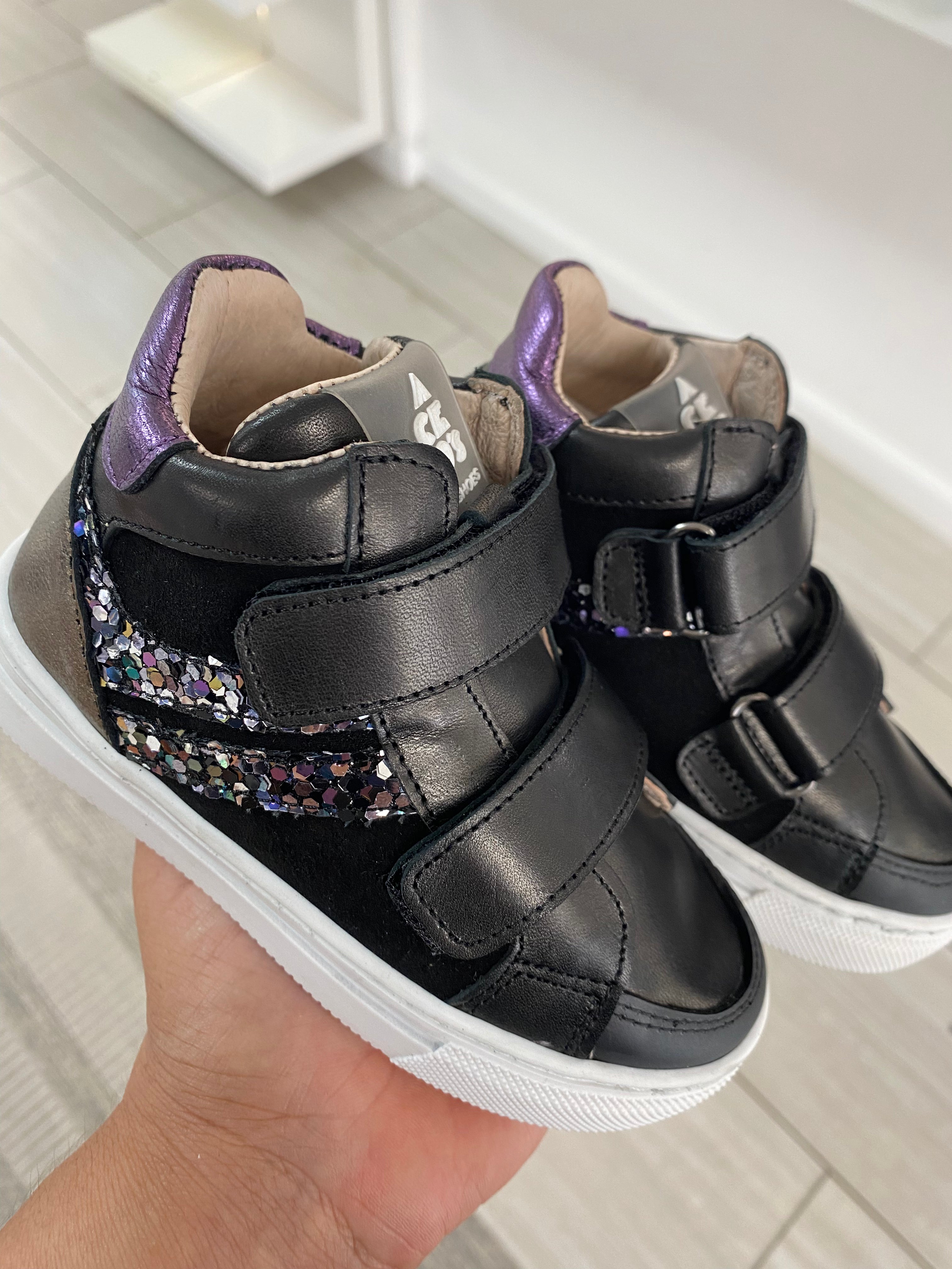 Acebos Black Glitter Sneakers for Women - Fashion Sparkly Casual Shoes for Walking, Running, Gym & Daily Wear