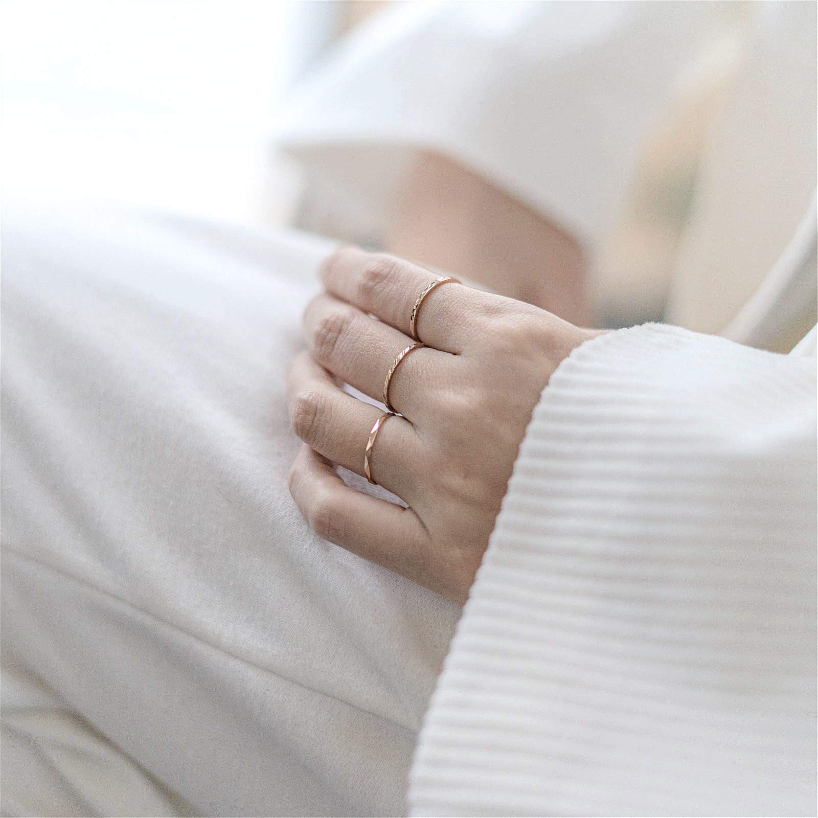 KAZITSAN 3pc Stainless Steel Stacking Rings for Women & Men - Silver/Rose Gold Wedding Bands, Perfect for Everyday Wear & Gifts