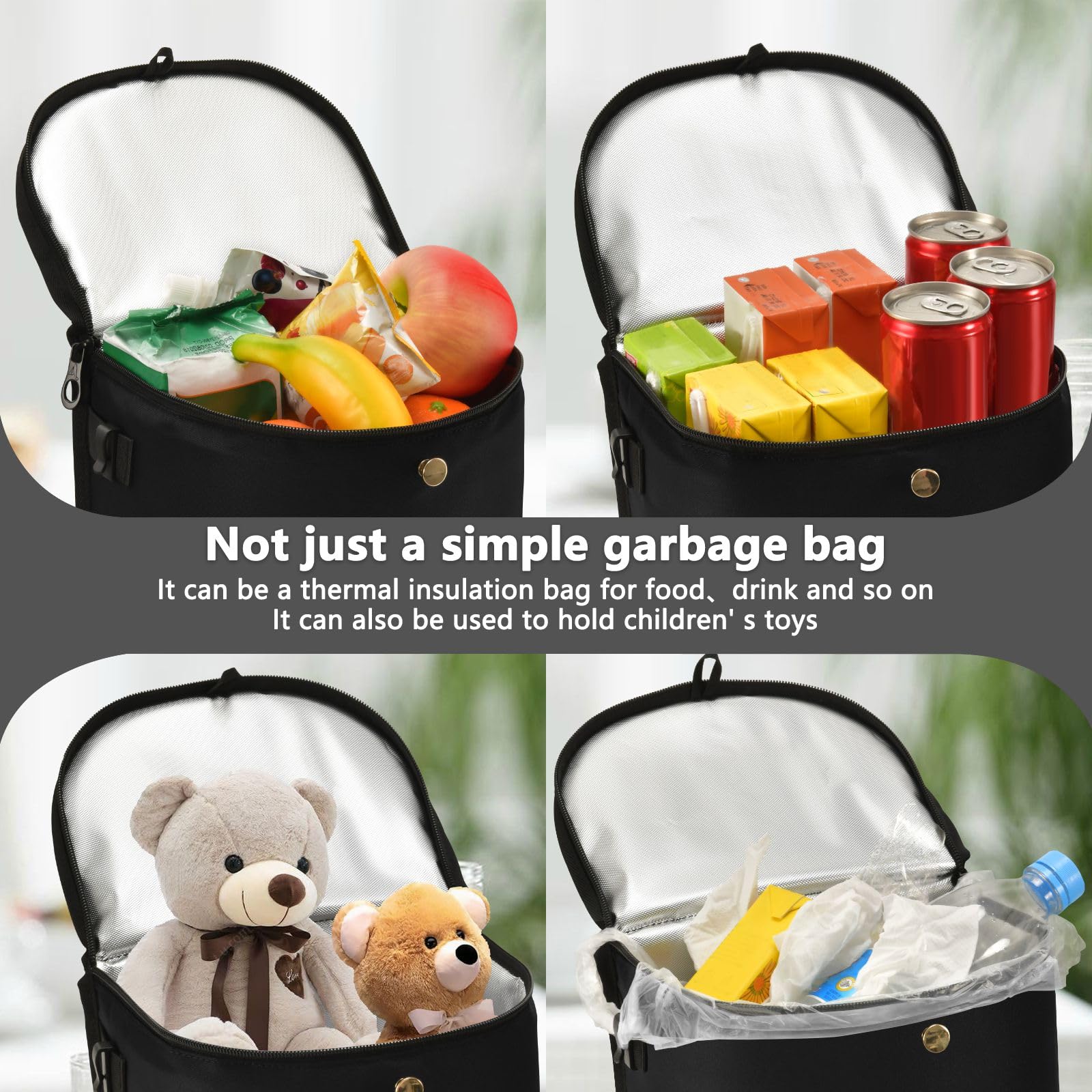 French Bulldog Pattern Car Trash Can with Lid - Leak-Proof Hanging Car Garbage Bin for SUV, Sedan & Road Trips - Portable Car Trash Bag for Organization & Cleanliness