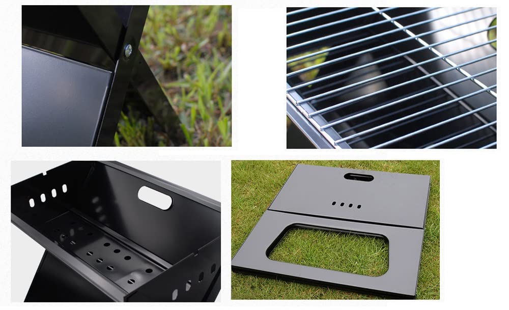 Portable Charcoal Grill - Folding Stainless Steel BBQ Smoker Grill for Outdoor Cooking, Picnics, Camping & Backyard Parties | Compact Tabletop Design for Garden, Terrace & Travel Use