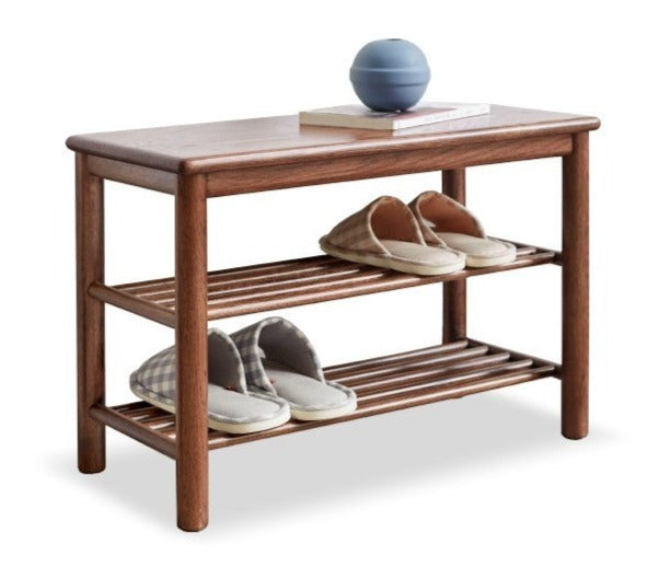 Solid Oak Wood Shoe Bench - Durable Entryway Stool for Putting On Shoes, Boots & Sneakers - Perfect for Hallway, Bedroom or Mudroom Organization