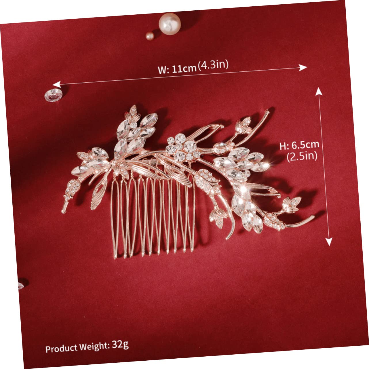 FOMIYES 3-Piece Rhinestone Hair Clips Set - Elegant Crystal Bridal Hair Accessories for Weddings, Alloy Hairpins with Leaves Design - Perfect for Brides, Prom, Parties & Special Occasions