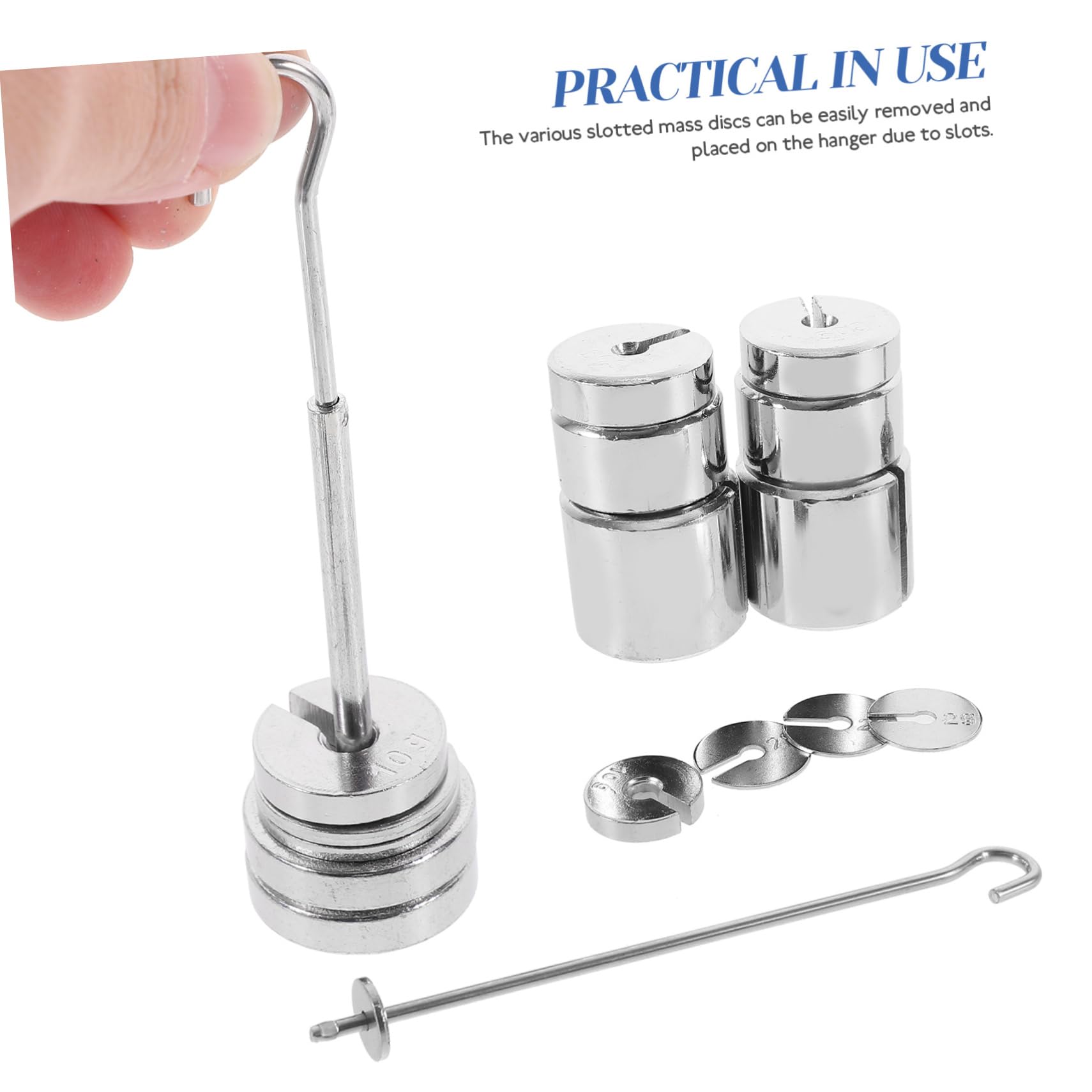 1 Set Laboratory Metal Slotted Weights with Hangers - Precision Slotted Mass Set for Physics Experiments, Science Labs & Educational Use - Perfect for Balancing Scales, Force Measurement & Classroom Demonstrations