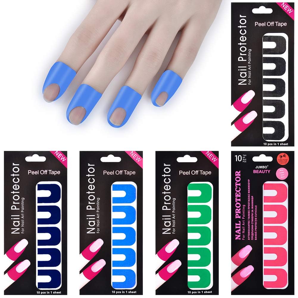BIRZAR U-Shape Nail Polish Protector Tape - Disposable Cuticle Guards for Nail Art, 20 Pieces (2 Sheets) - Perfect for DIY Manicures & Salon Nail Designs