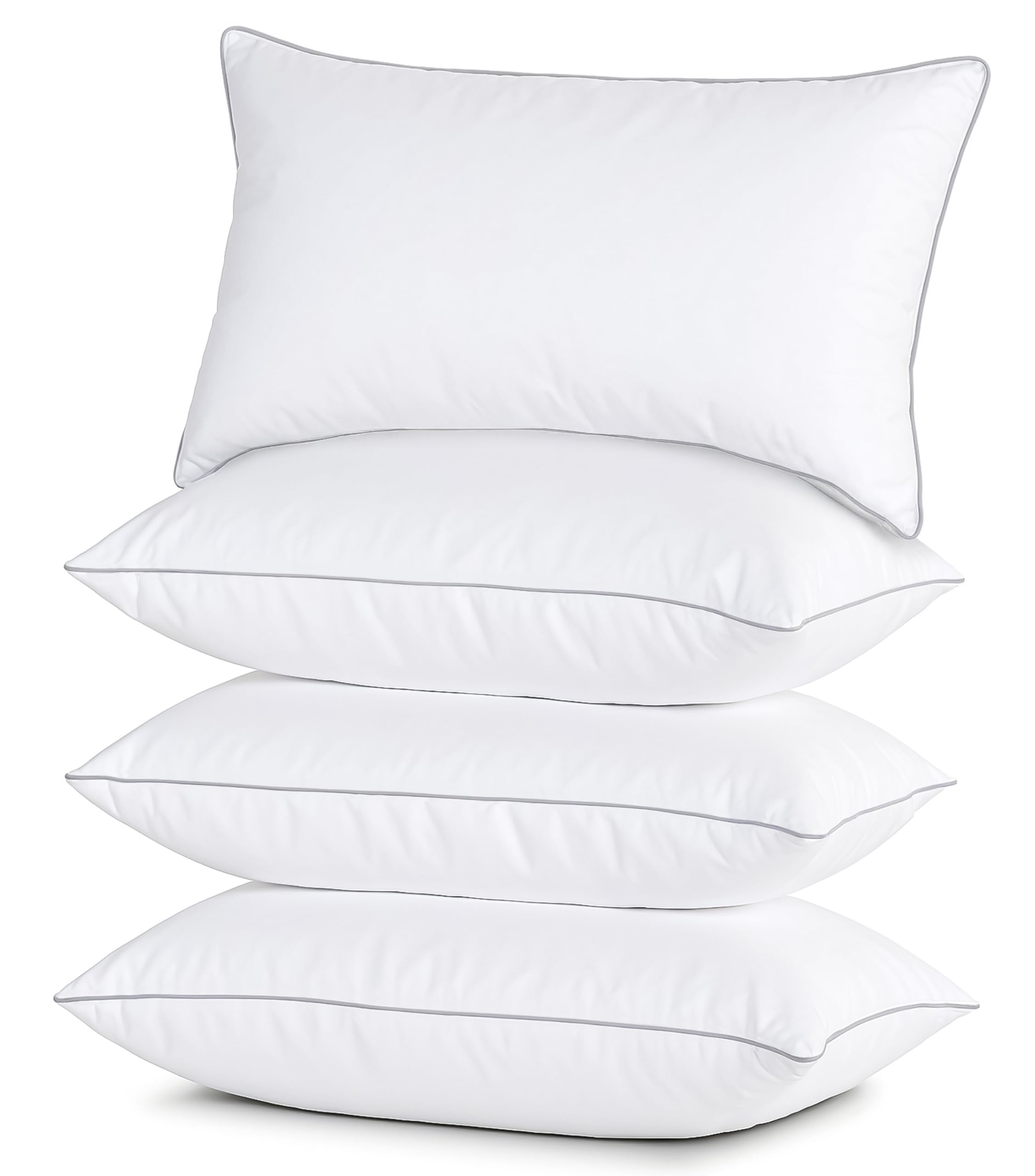 Luxury Firm Bed Pillows Set of 4 - Soft & Cozy for Side, Back Sleepers - Home & Hotel Use