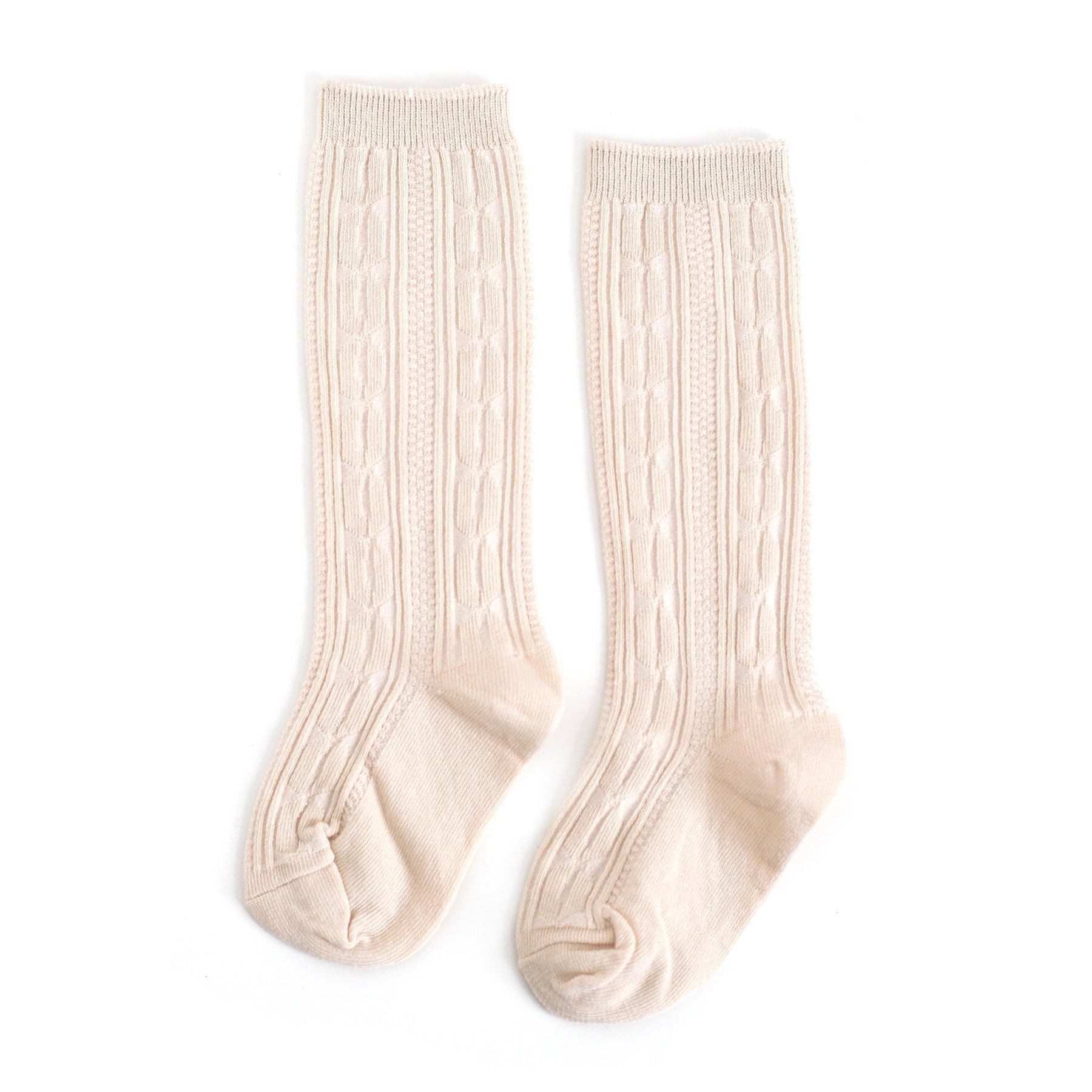 Vanilla Cable Knit Knee High Socks for Women - Warm Winter Boot Socks - Cozy Knit Stockings for Boots, Snow, and Cold Weather Outfits