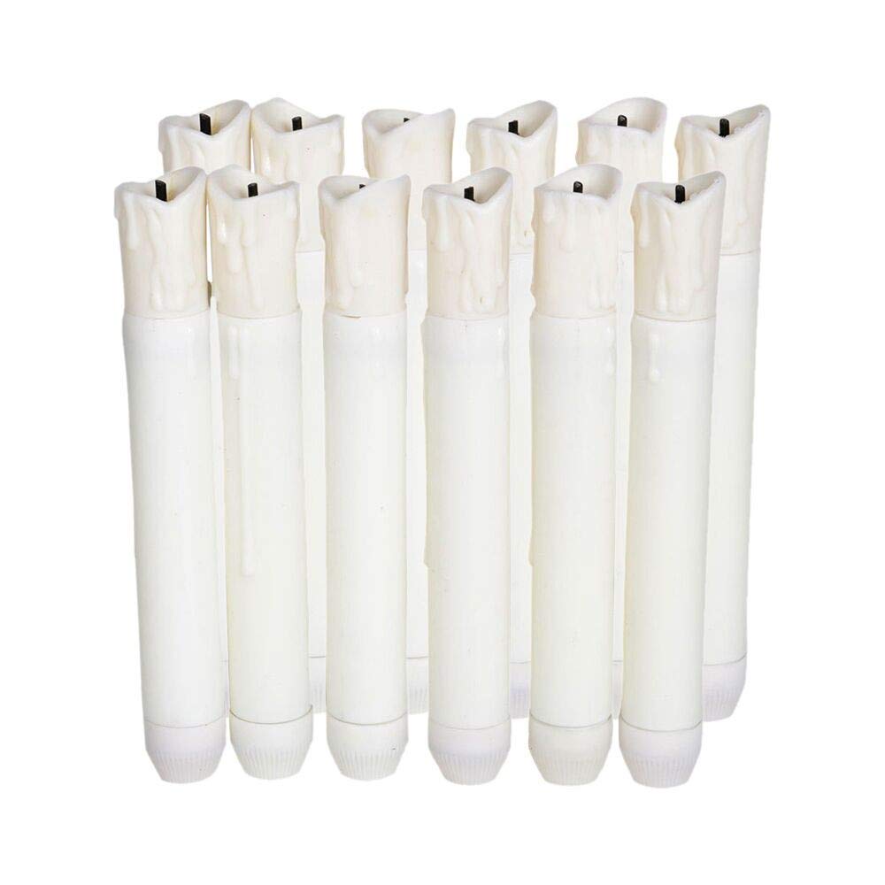 12PCS Flameless LED Battery Operated Candles - Safe & Elegant White Taper Candles for Kitchen, Dining & Bar - Perfect for Romantic Dinners, Holiday Decor & Wedding Centerpieces