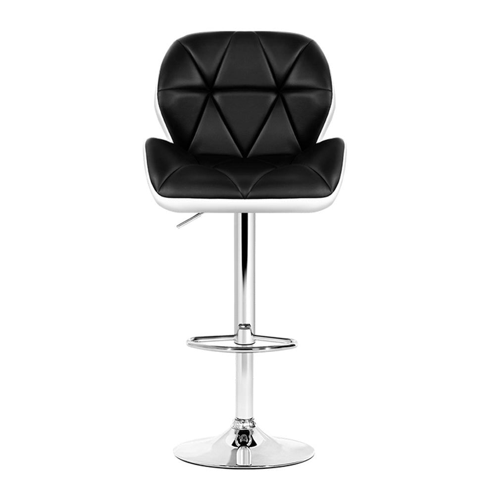 Adjustable Height Black & White Leather Bar Stools with Gas Lift - Perfect for Kitchen Islands, Home Bars, and Dining Areas