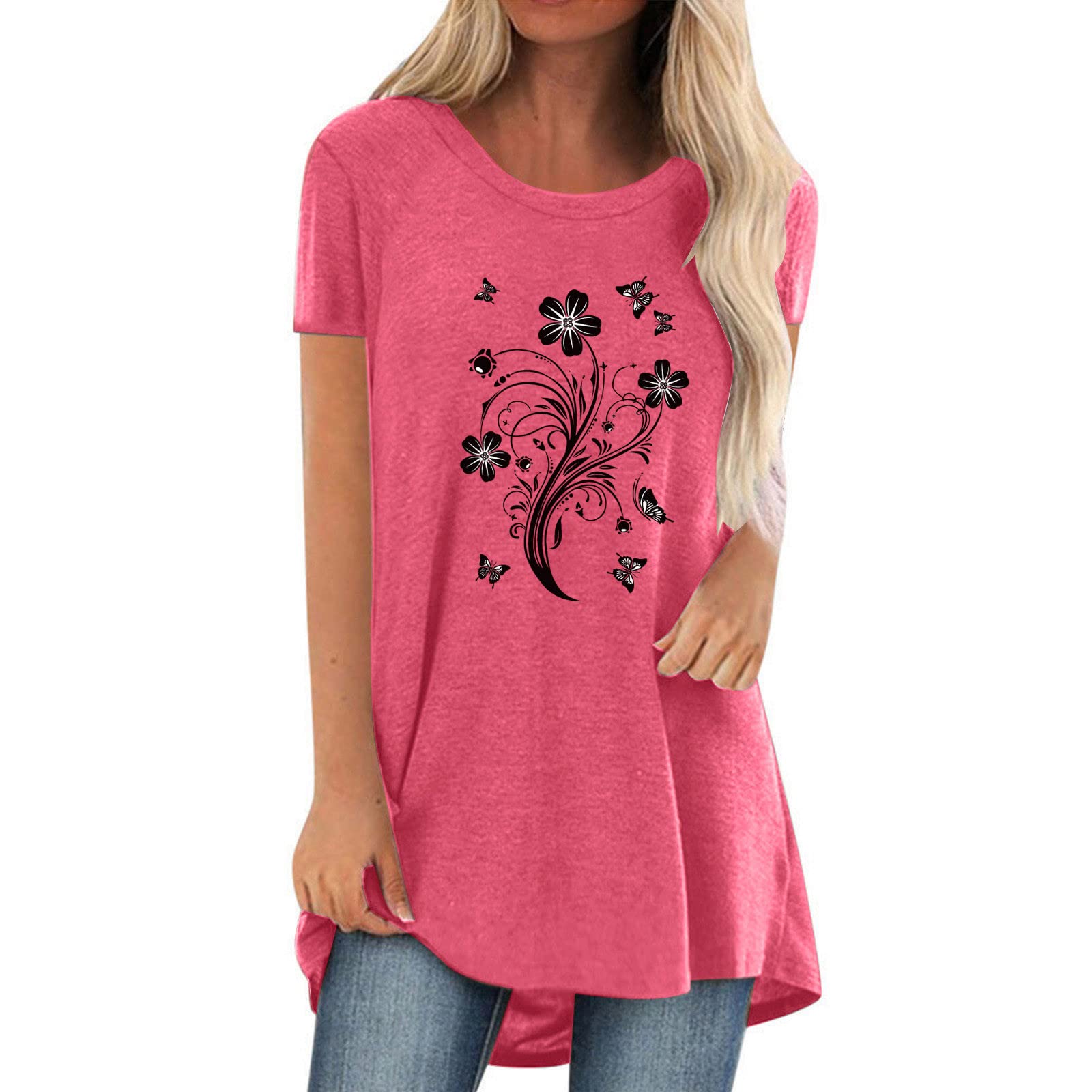 Trendy Plus Size Women's Short Sleeve V-Neck Printed T-Shirt - Casual Blouse for Everyday Wear | Perfect for Work, Weekend Outings & Summer Fashion