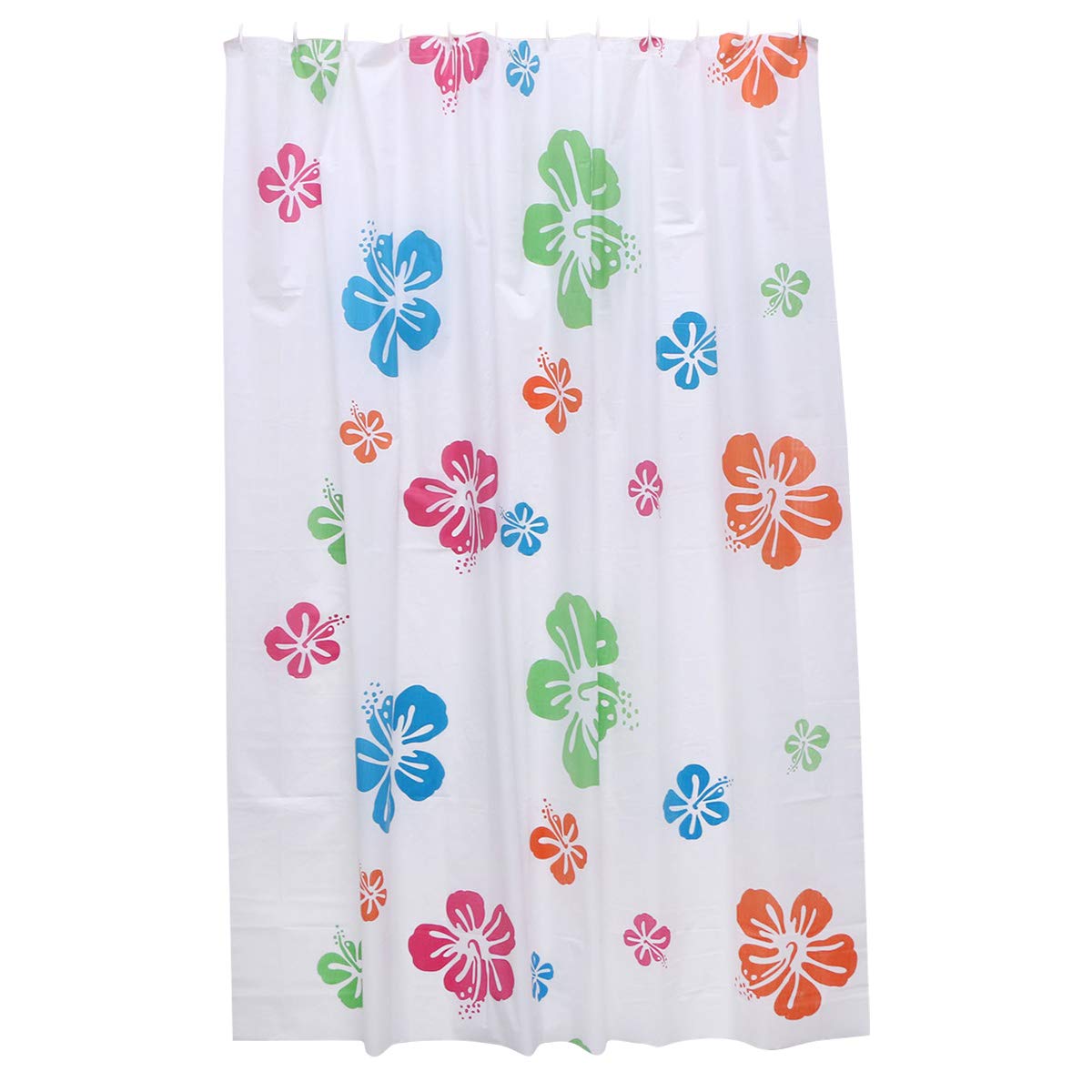 Amosfun Waterproof Flower Print Shower Curtain - 72x80 Inch Hibiscus Bathroom Decor with Hooks, Mold & Mildew Resistant for Bath Tub or Standing Shower (Home Spa & Guest Bathroom Upgrade)