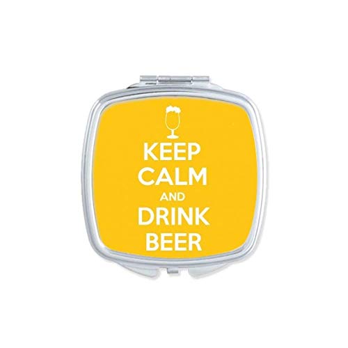 Keep Calm and Drink Beer Yellow Compact Mirror - Portable Double-Sided Makeup Mirror for Travel, Purse & Home Vanity | DIYthinker Quote Design