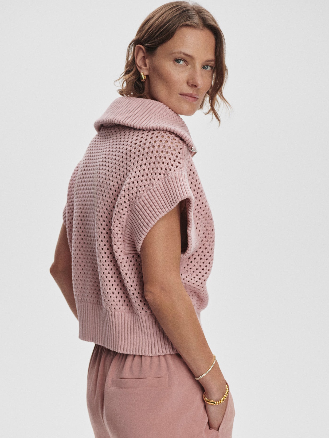 Varley Mila Half Zip Knit Sweater - Women's Pale Mauve Pullover for Casual Wear & Outdoor Activities
