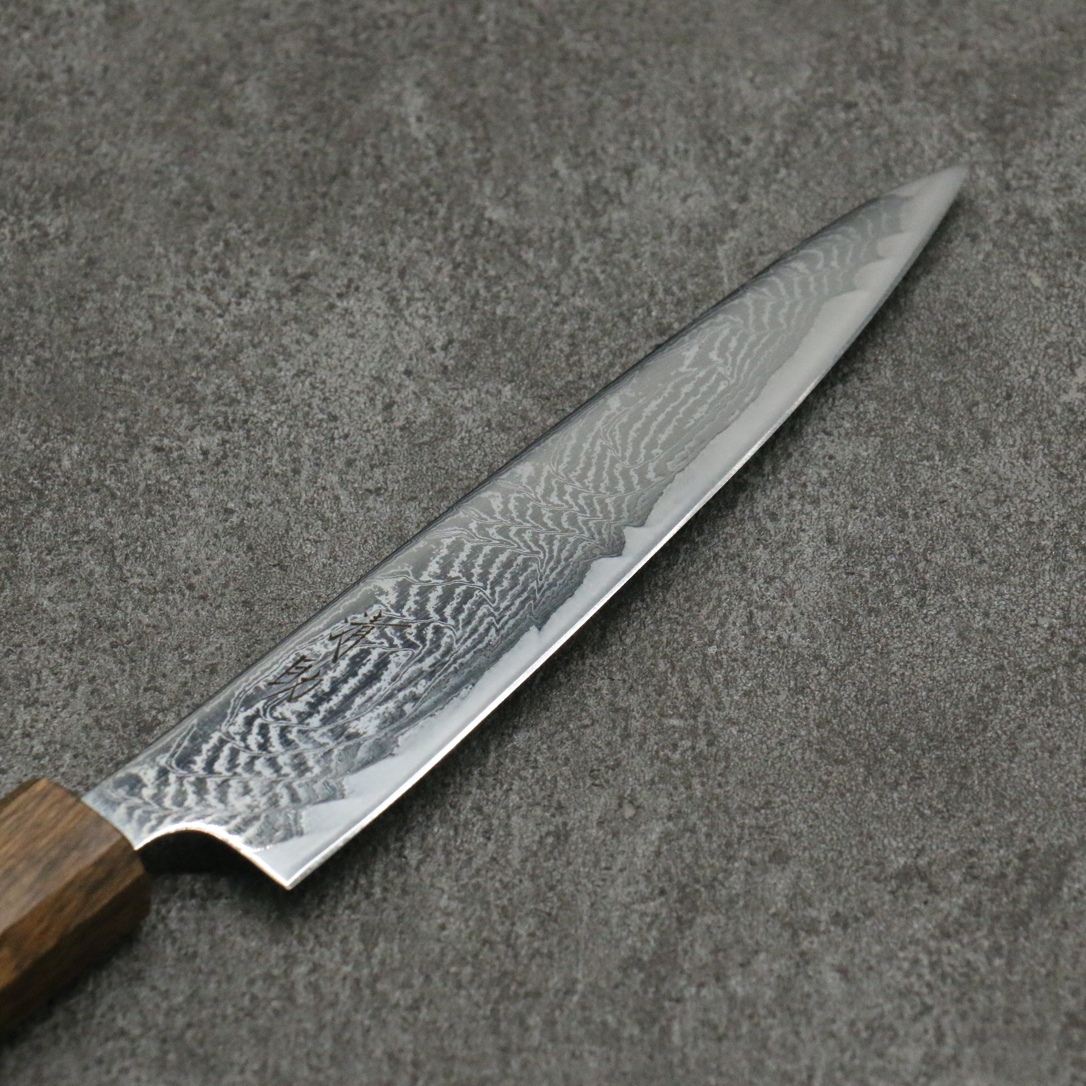 Premium Seisuke Nami AUS10 Damascus Steel Petty Knife 150mm - Mirror Polish Finish with Oak Wood Handle - Perfect for Sushi, Vegetables & Precision Kitchen Tasks