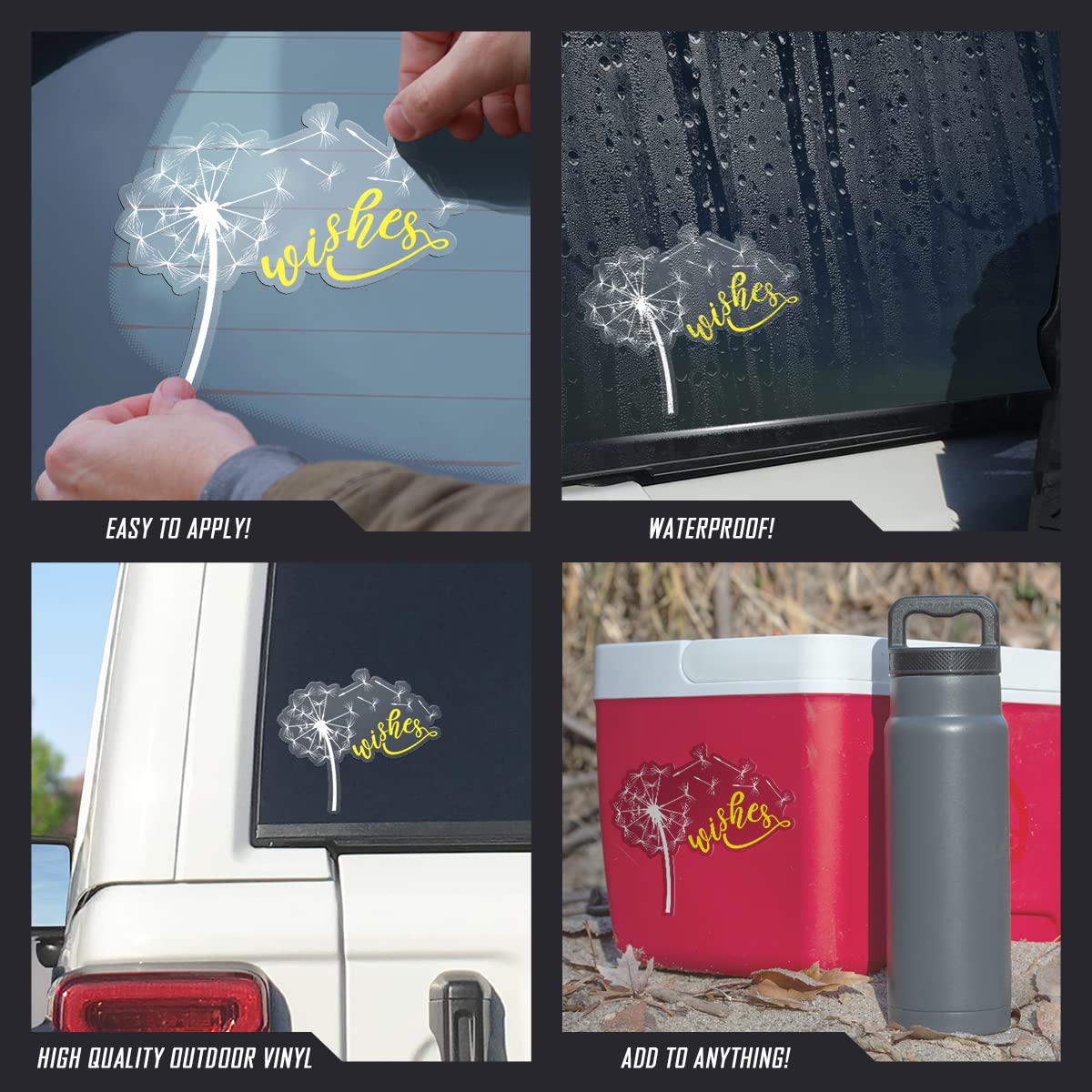 Dandelion Car Window Decals - Waterproof Vinyl Stickers for Cars, Trucks & Home Decor - Motivational Wishes Decalcomania for Auto Glass - Perfect for Gifts, Personalization & Outdoor Decoration