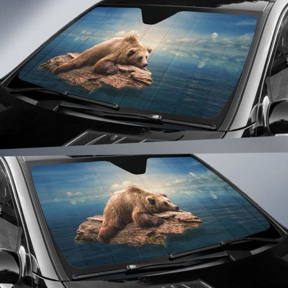 4K Bear Floating Water Car Sun Shade - UV Protection Windshield Cover for Cars, SUVs & Trucks (Model 102507) | Perfect for Summer Heat, Road Trips & Outdoor Parking