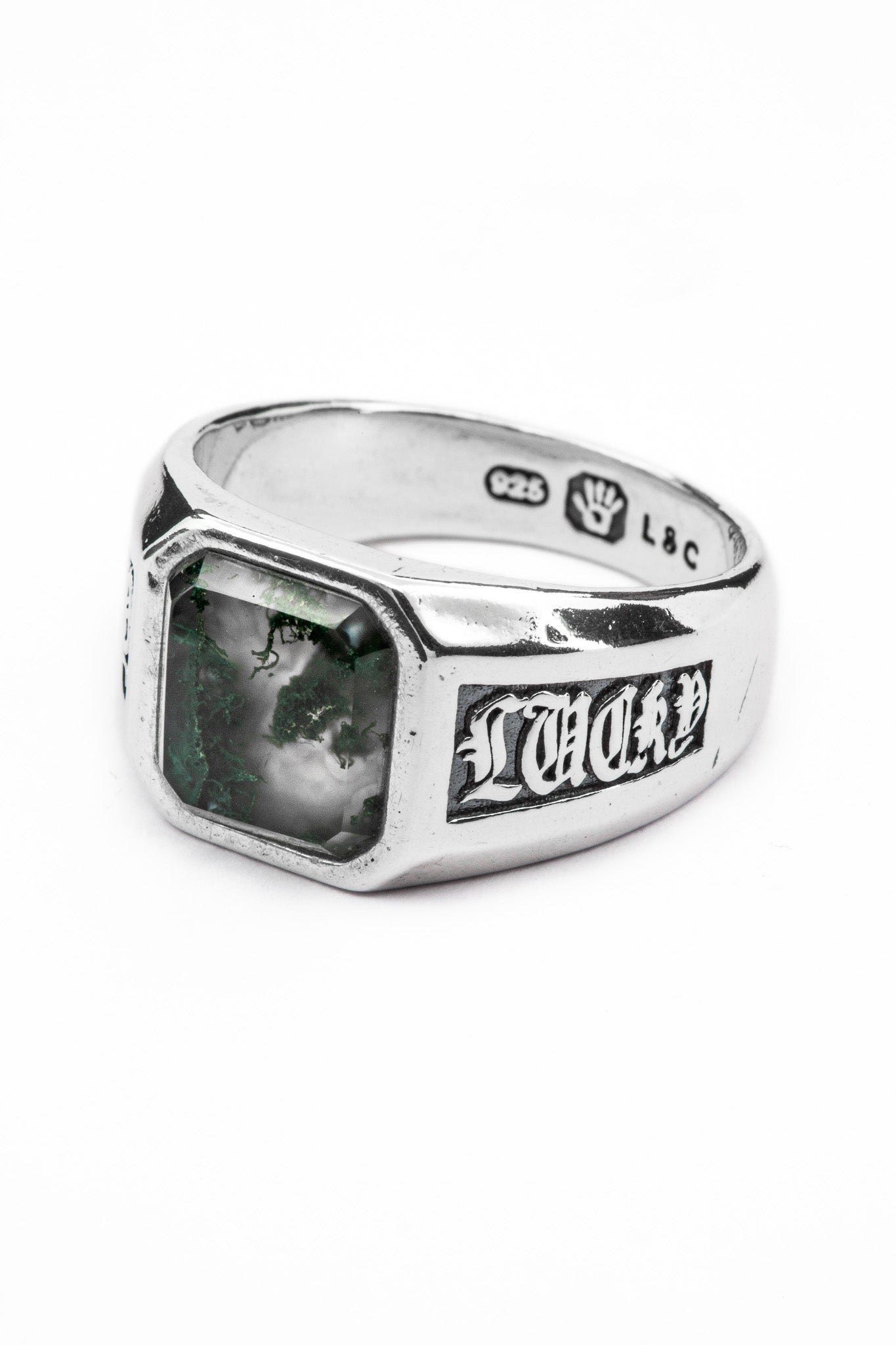 Stay Lucky Signet Moss Agate Ring - Natural Healing Stone Jewelry for Women & Men - Perfect for Daily Wear, Meditation & Spiritual Protection