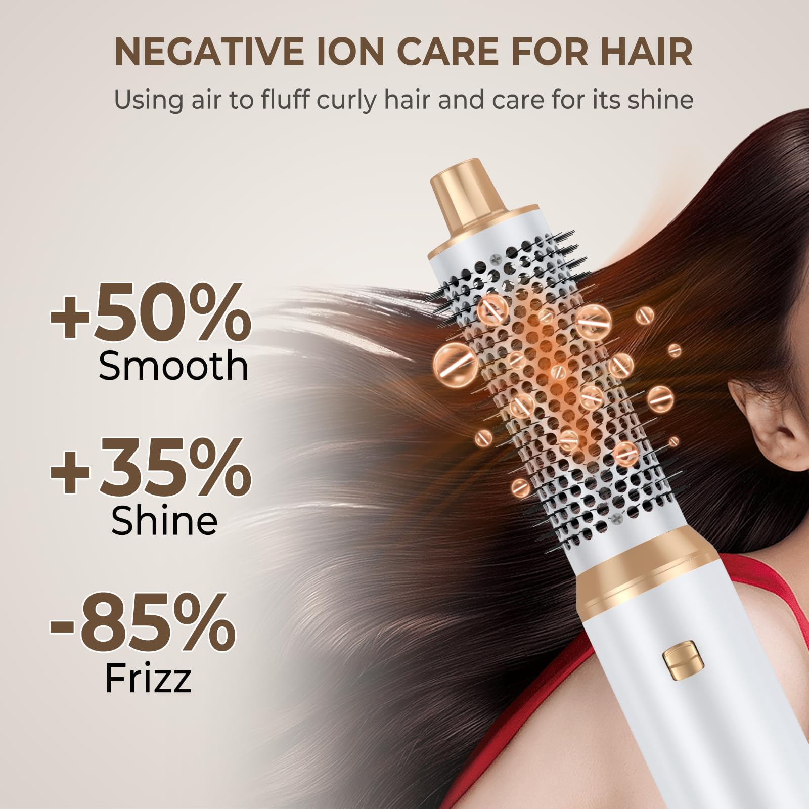 5 in 1 Upgraded Hair Dryer Brush with Negative Ion Technology - Blow Dryer, Air Curler, Styler & Hot Air Brush for Drying, Curling & Straightening - Perfect for Salon-Quality Styling at Home, Travel & Daily Hair Care