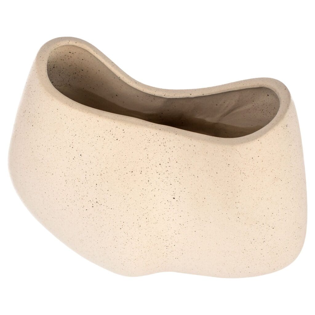 Cyan Design 11776 Organic Pinched Bowl - Handcrafted Ceramic Grainy White Textured Serving Bowl for Salad, Soup, or Decorative Display