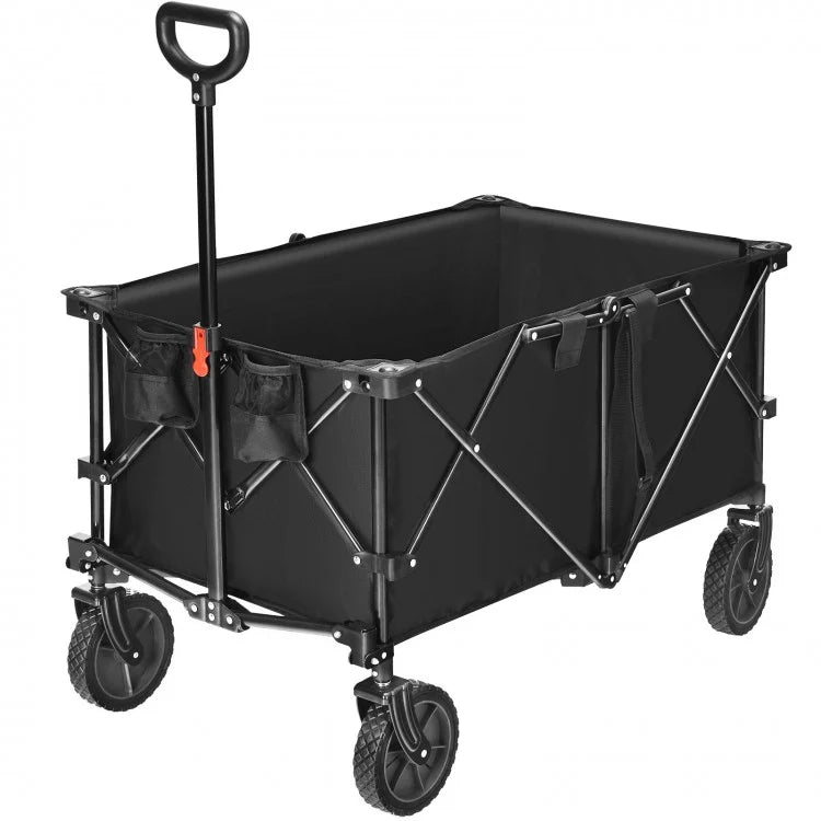 Heavy Duty Outdoor Utility Garden Trolley Cart - Foldable Dark Black Wheelbarrow for Gardening, Landscaping & Yard Work