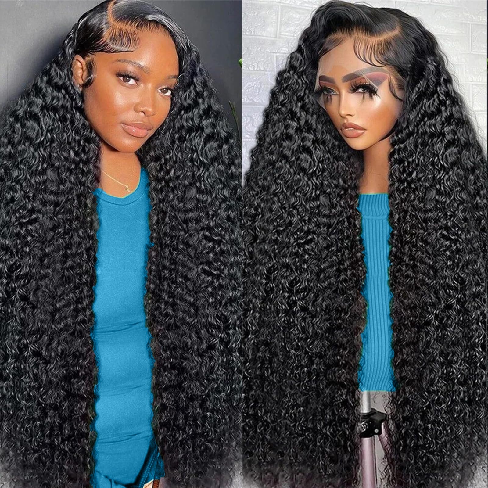 30 Inch Deep Wave Lace Front Wigs Human Hair - 13x6 HD Lace Front Wigs with Baby Hair - 200% Density Water Wave Human Hair Wig for Women - Pre Plucked Curly Wig for Daily Wear, Parties & Special Occasions