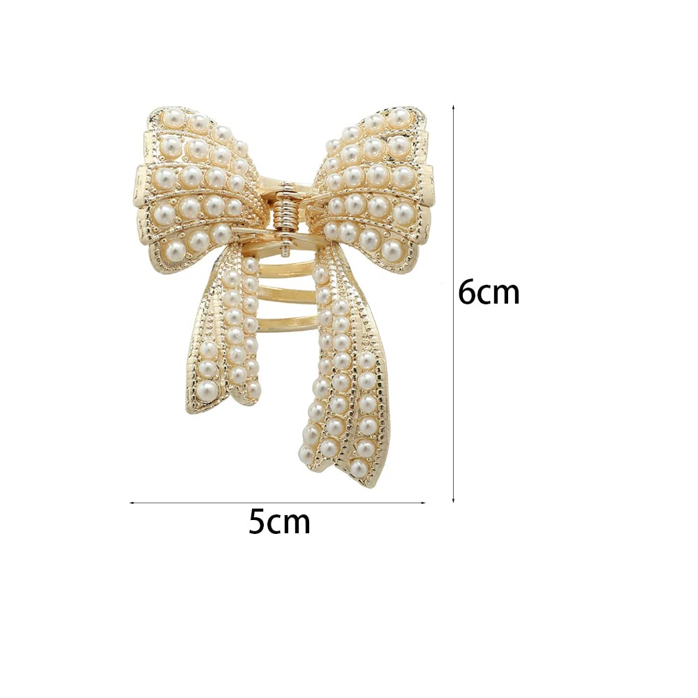 2 Pcs Non-Slip Butterfly Hair Clips with Pearl Decor - Sweet Hair Claw Clips for Women and Girls - Perfect for School, Work, and Everyday Hairstyles