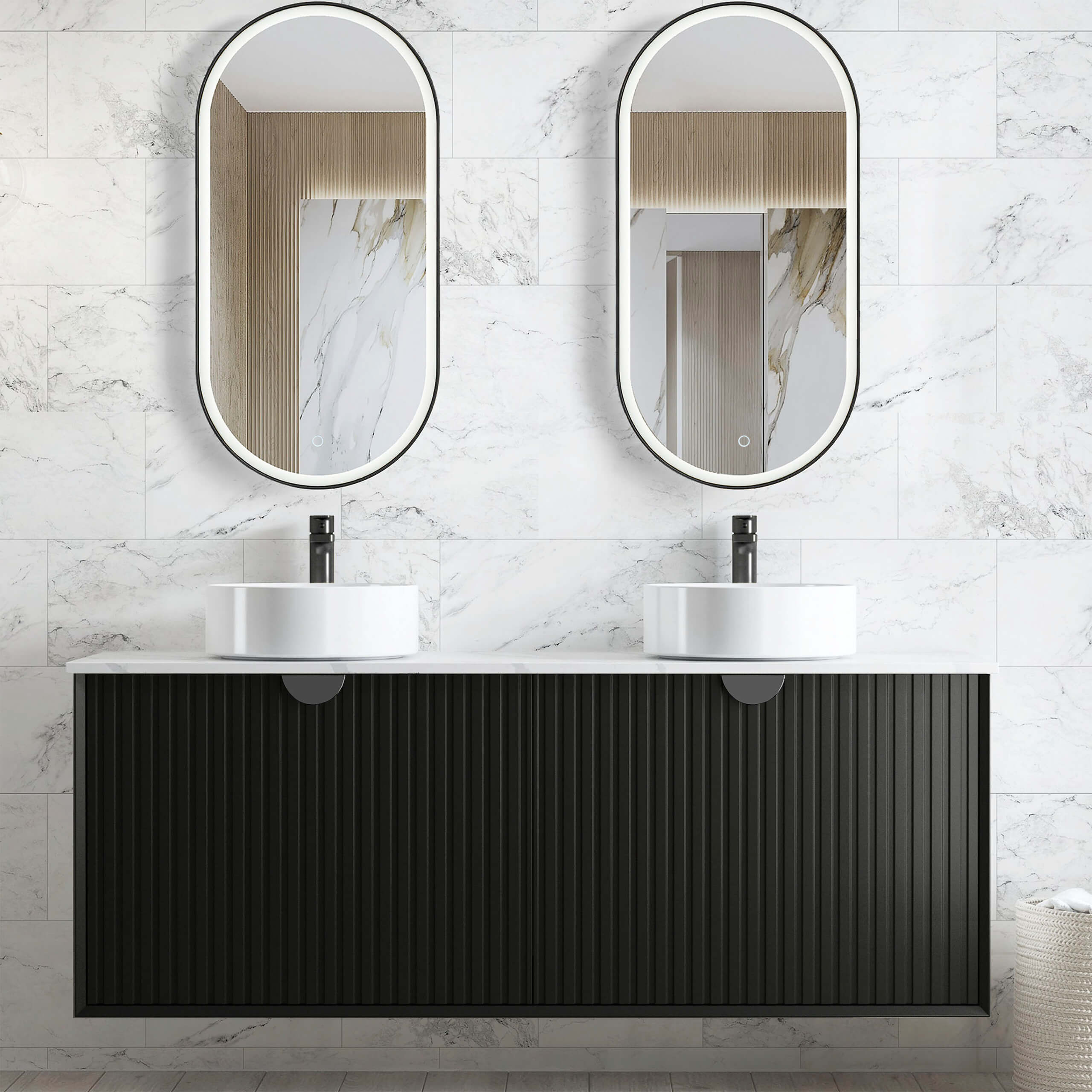 Marlo Double Sink Bathroom Vanity with Storage - Modern 60 Inch Freestanding Vanity for Master Bathroom & Powder Room, Perfect for Home Renovation & Bathroom Remodeling