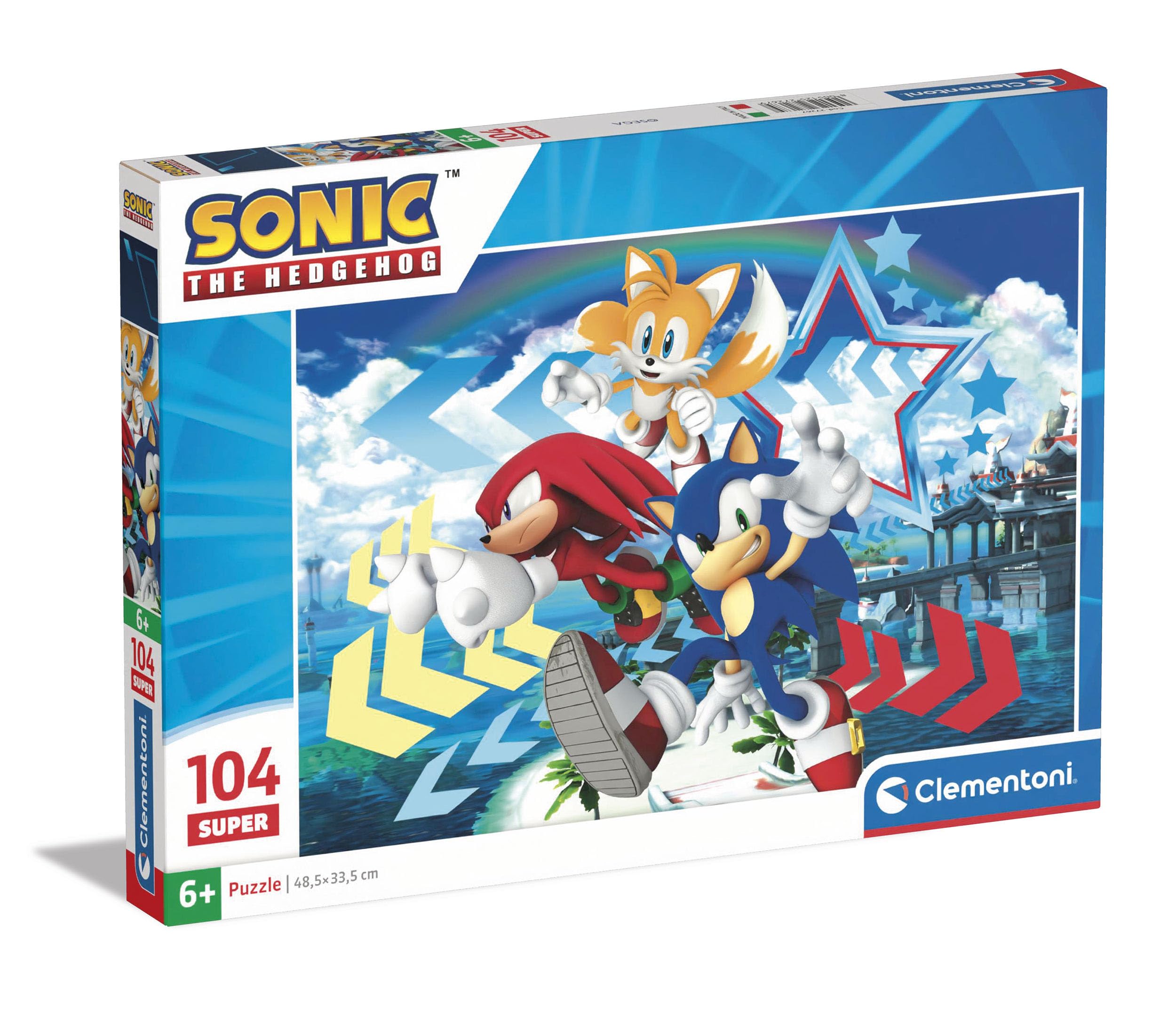 Clementoni 27267 Supercolor Puzzle 104 Pieces - Sonic The Hedgehog Kids Puzzle for Ages 6+ | Fun Learning Activity & Gift for Children's Birthday Party