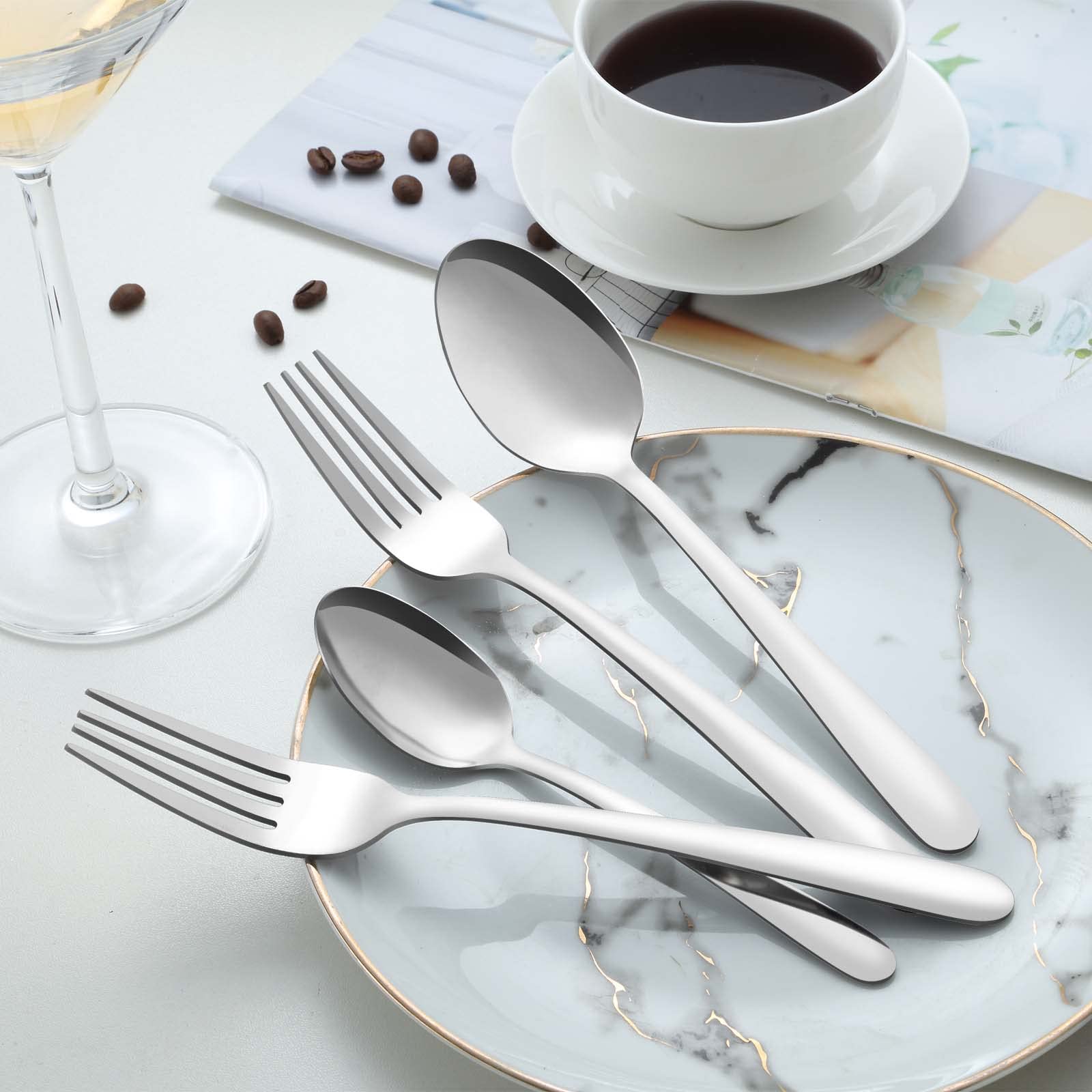 72-Piece Stainless Steel Dinnerware Set - 36 Dinner Knives (9.1 Inch) & 36 Forks (8 Inch) - Premium Silverware for Home, Kitchen, Restaurant - Perfect for Formal Dining, Wedding Parties & Catering Events