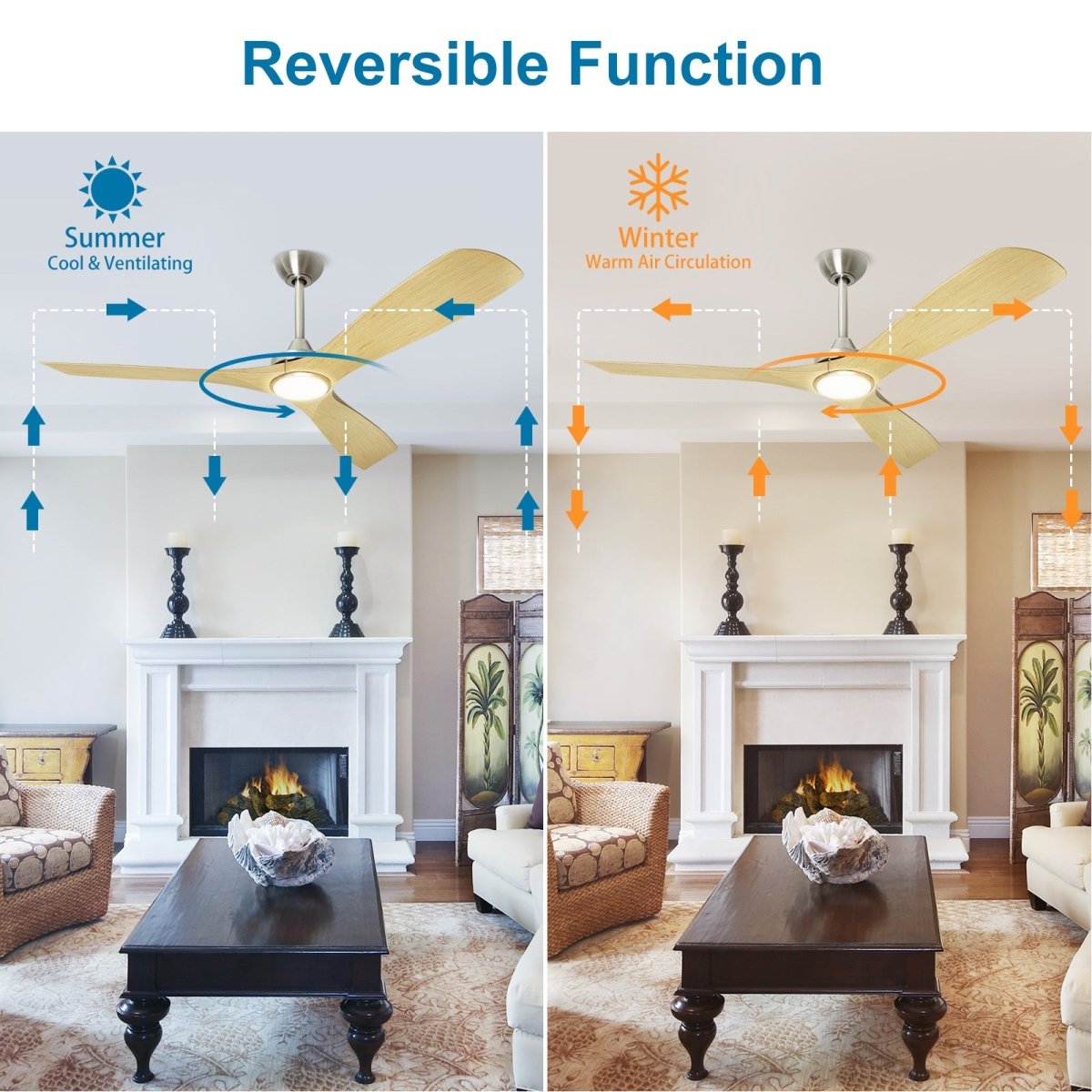 Depuley 52 Inch Modern Ceiling Fan with LED Lights & Remote Control - Quiet Reversible DC Motor, 3 Color Temperature Options, Timer Function - Perfect for Kitchen, Patio, Farmhouse & Covered Outdoor Spaces